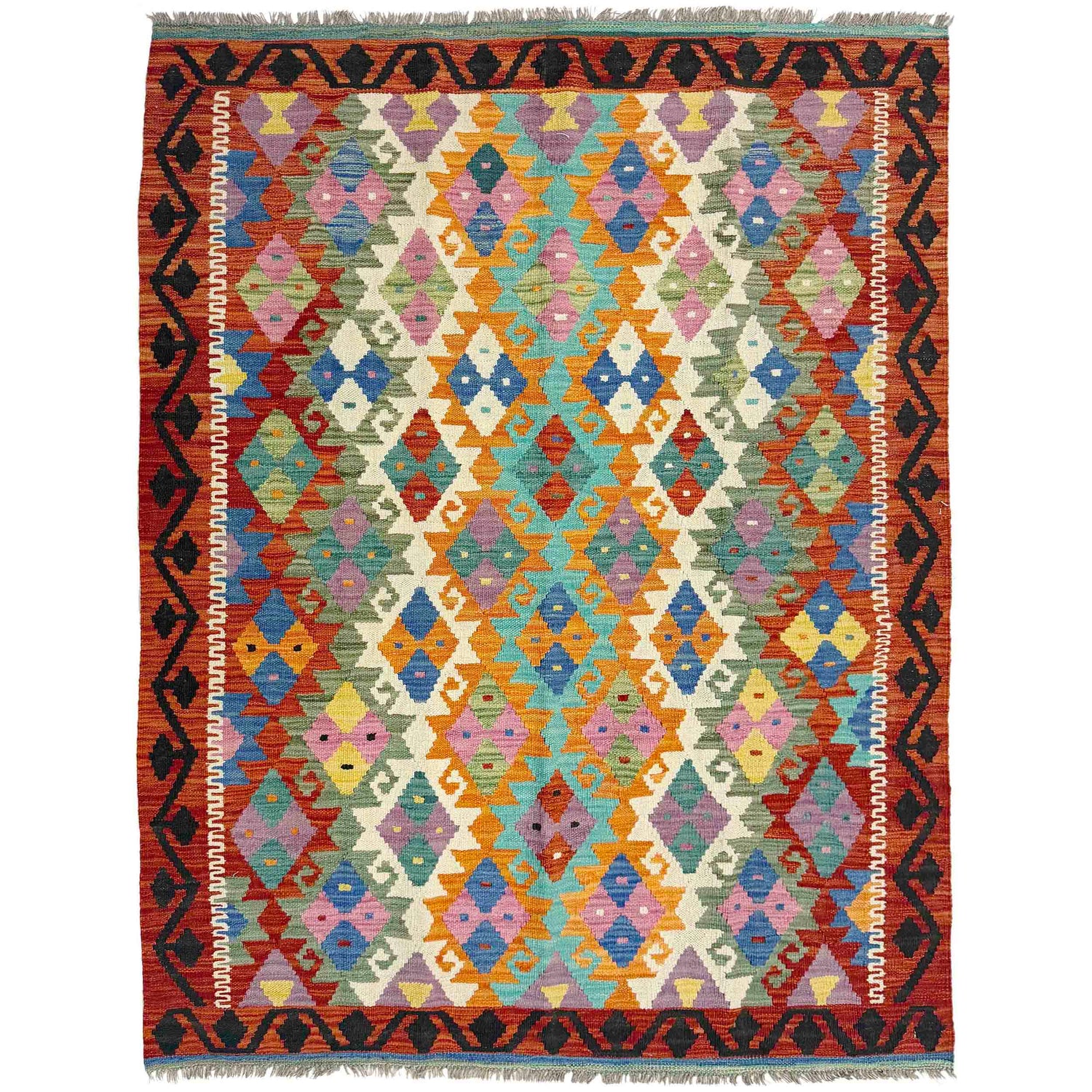 Handmade Vegetable Kelim 4' 4" x 6' 2" (ft) - No. Y39346