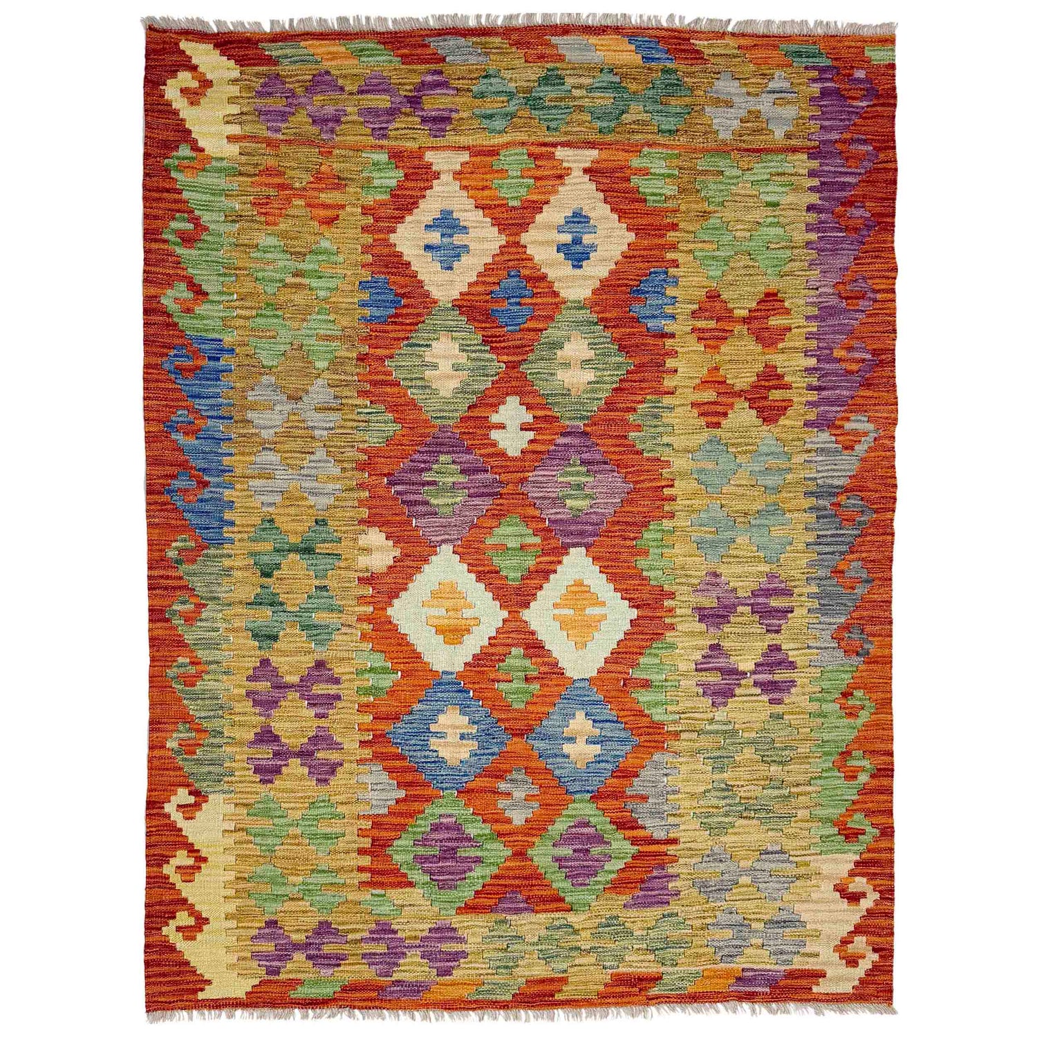 Handmade Vegetable Kilim 4' 2" x 5' 7" (ft) - No. Y39347