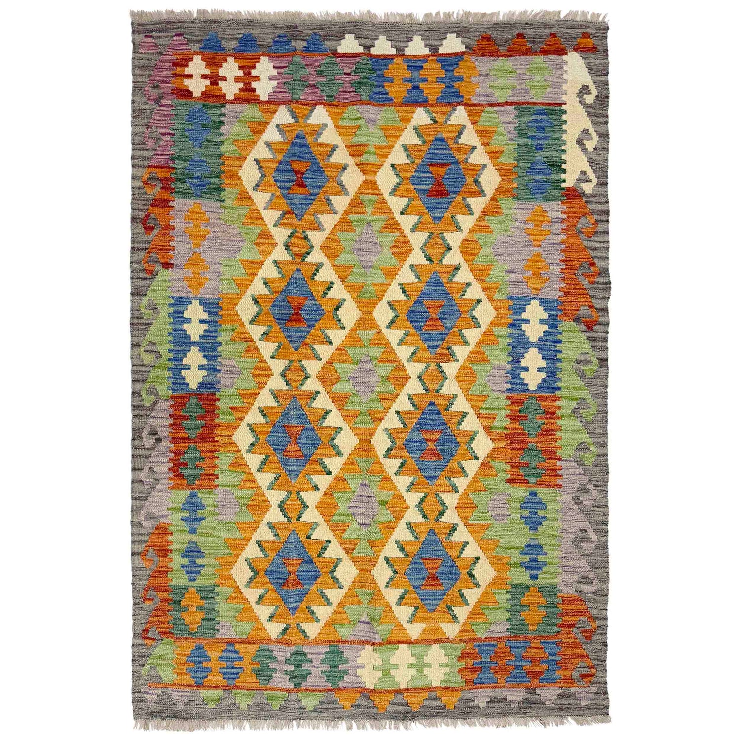 Handmade Vegetable Kelim 4' 2" x 6' 2" (ft) - No. Y39348