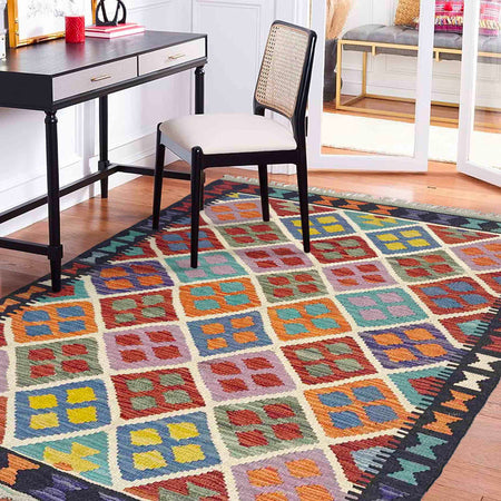 Handmade Vegetable Kilim 3' 5" x 5' 1" (ft) - No. Y39355