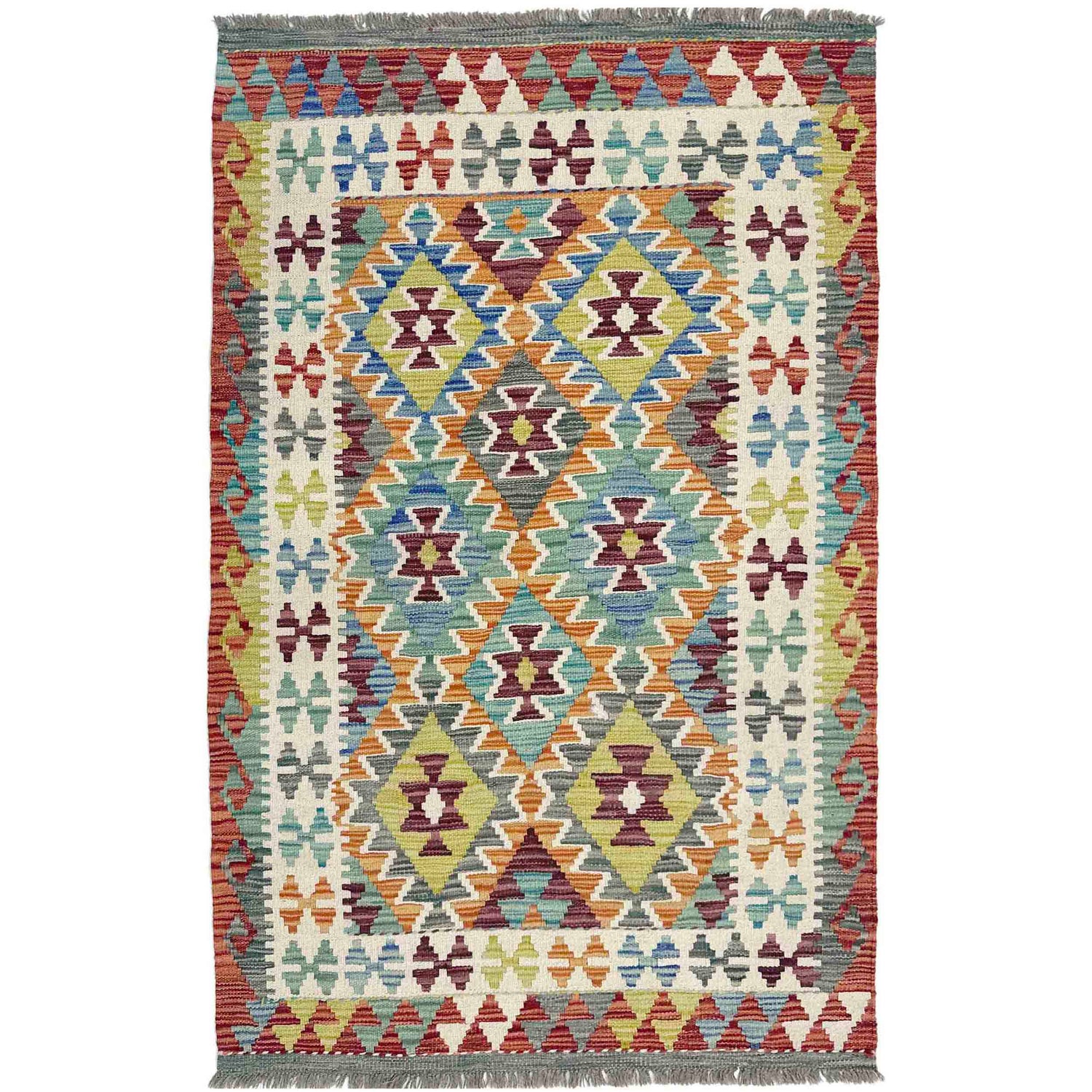 Handmade Vegetable Kelim 3' 4" x 5' 3" (ft) - No. Y39356