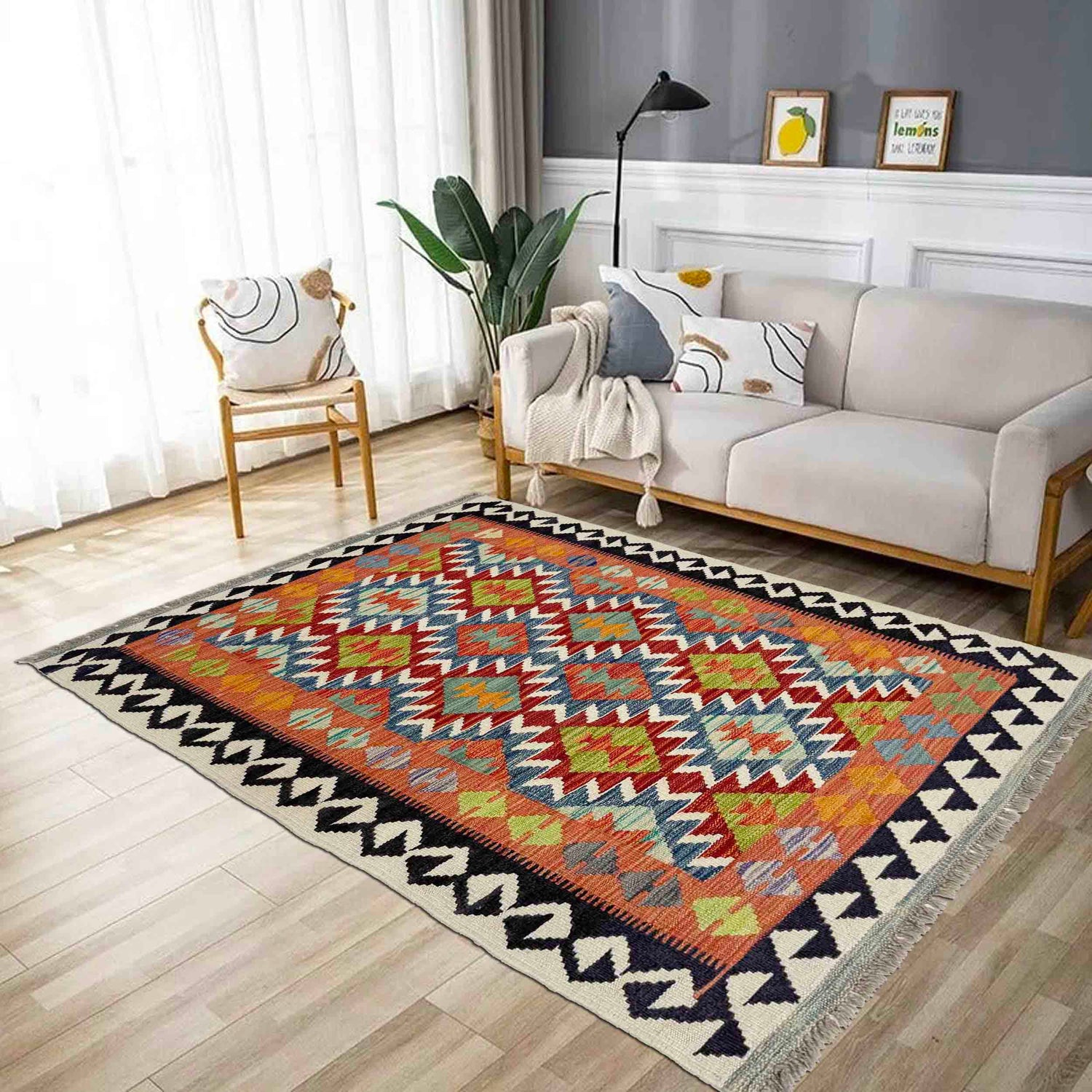 Handmade Vegetable Kelim 3' 3" x 4' 10" (ft) - No. Y39358