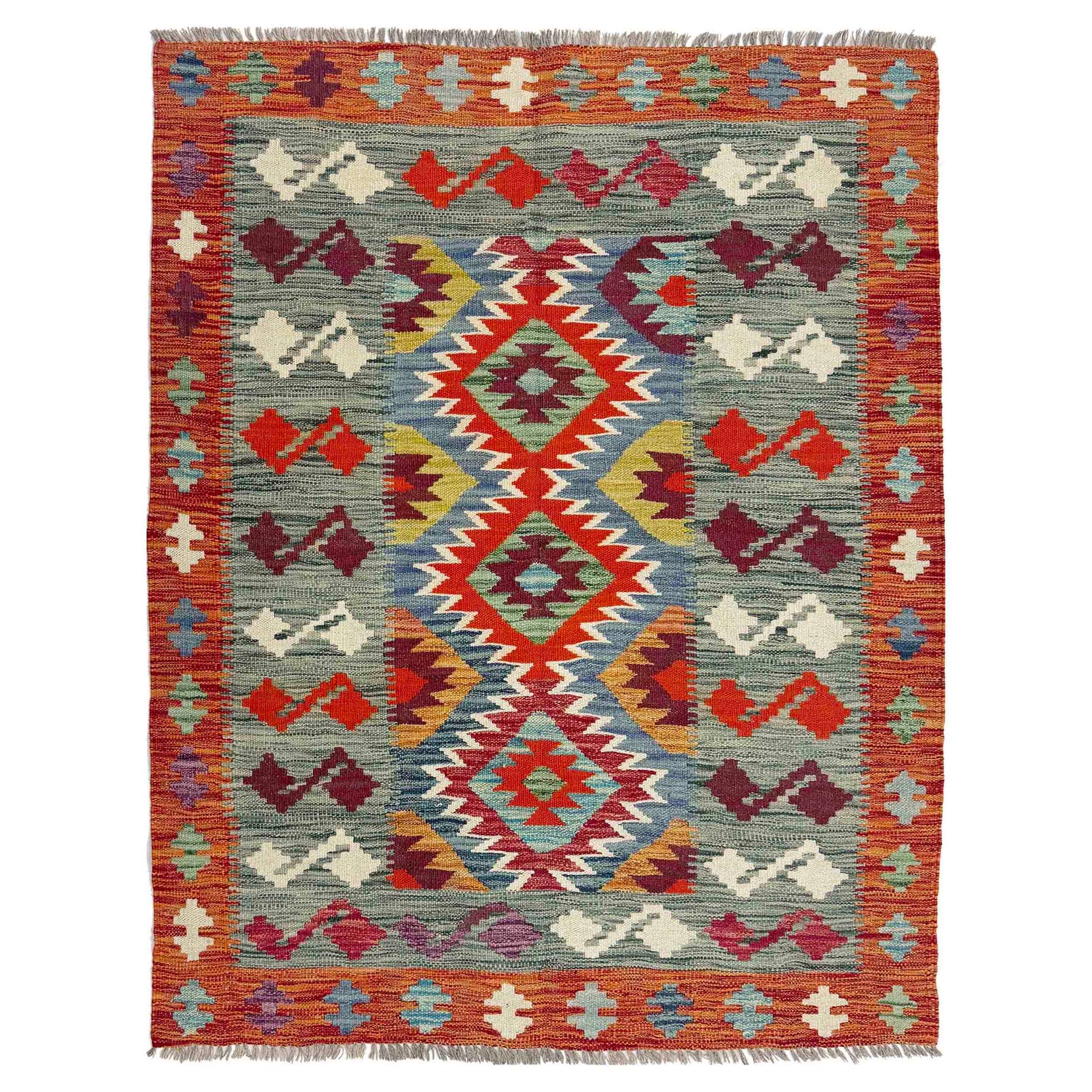 Handmade Vegetable Kelim 3' 9" x 4' 11" (ft) - No. Y39361