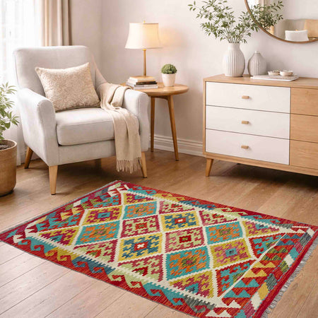 Handmade Vegetable Kilim 3' 3" x 4' 9" (ft) - No. Y39362