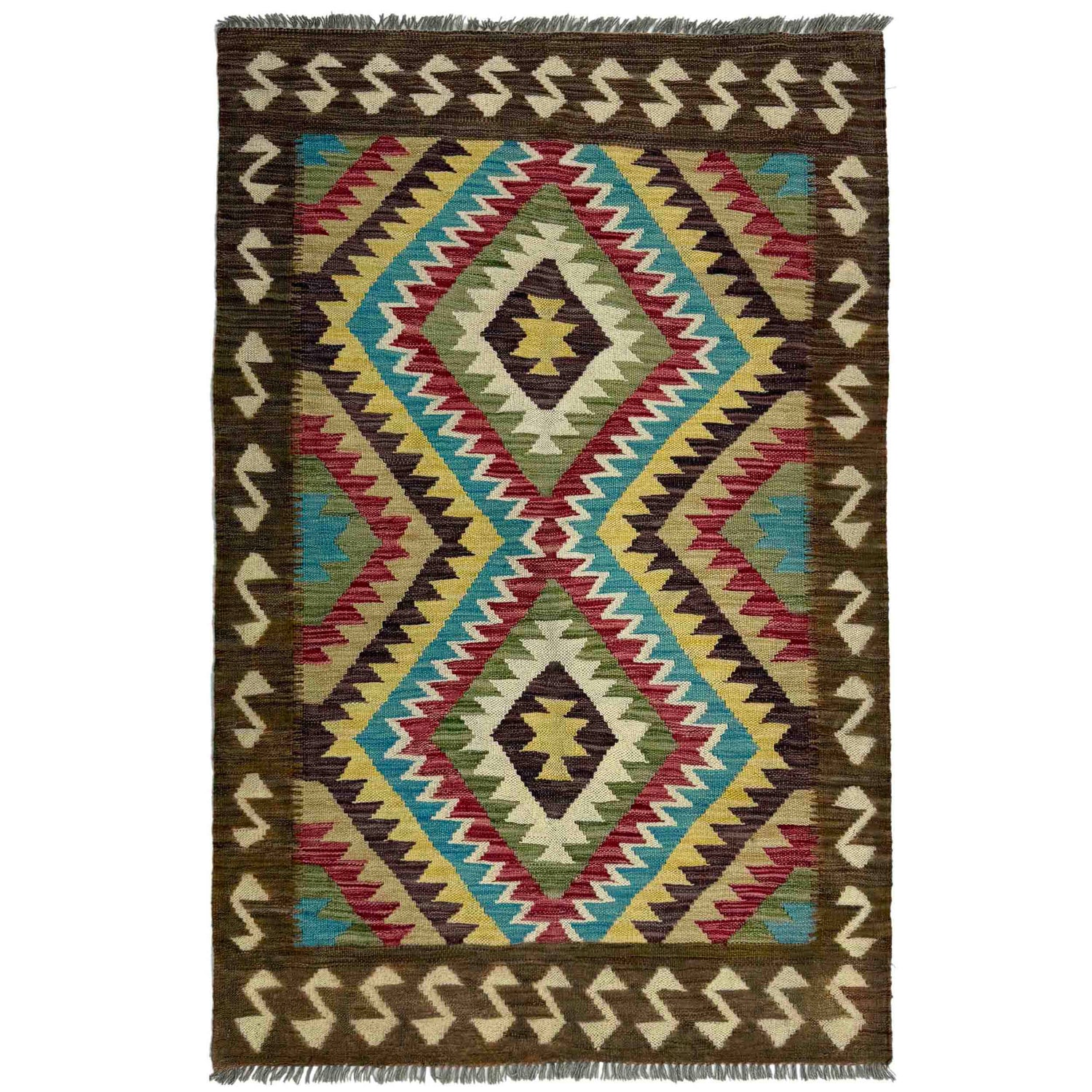 Handmade Vegetable Kelim 3' 3" x 5' 1" (ft) - No. Y39372