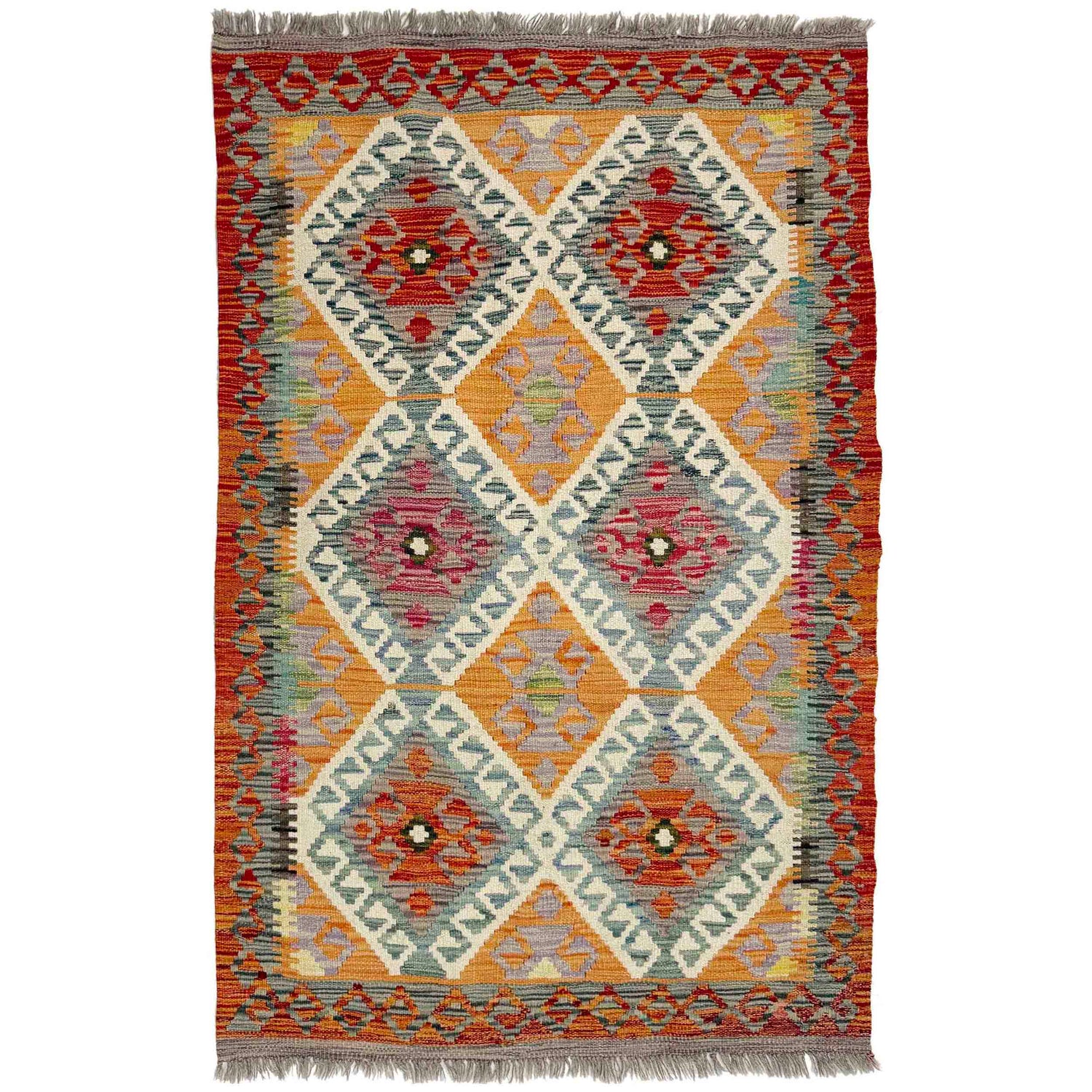 Handmade Vegetable Kelim 3' 3" x 5' 2" (ft) - No. Y39374