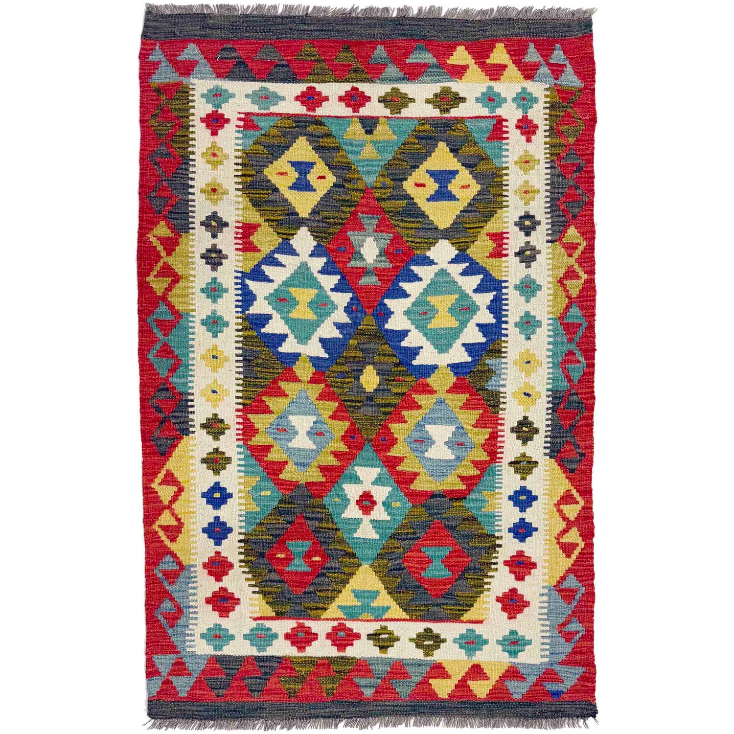 Handmade Vegetable Kilim 3' 5" x 5' 3" (ft) - No. Y39375