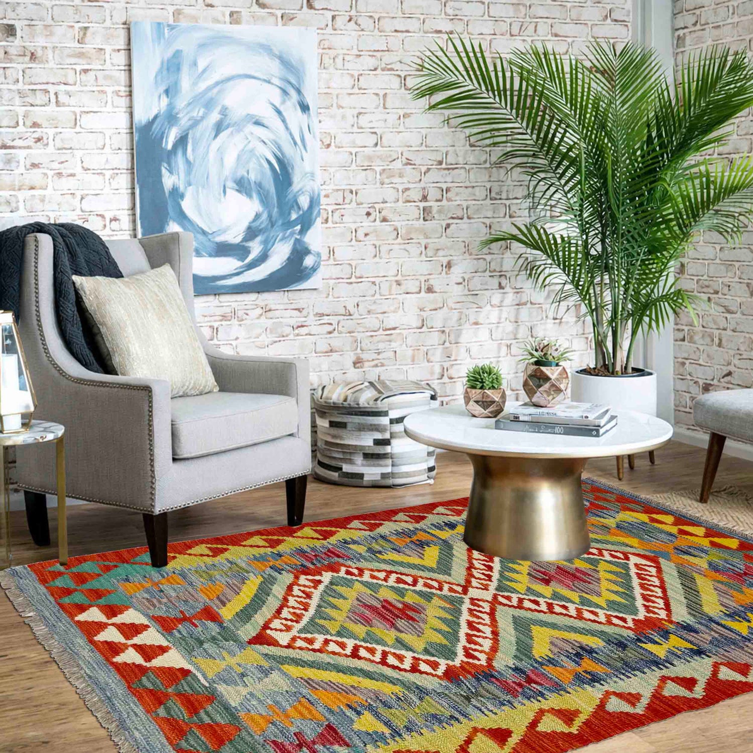 Handmade Vegetable Kilim 2' 7" x 4' 3" (ft) - No. Y39376