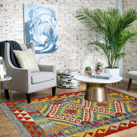 Handmade Vegetable Kilim 2' 7" x 4' 3" (ft) - No. Y39376