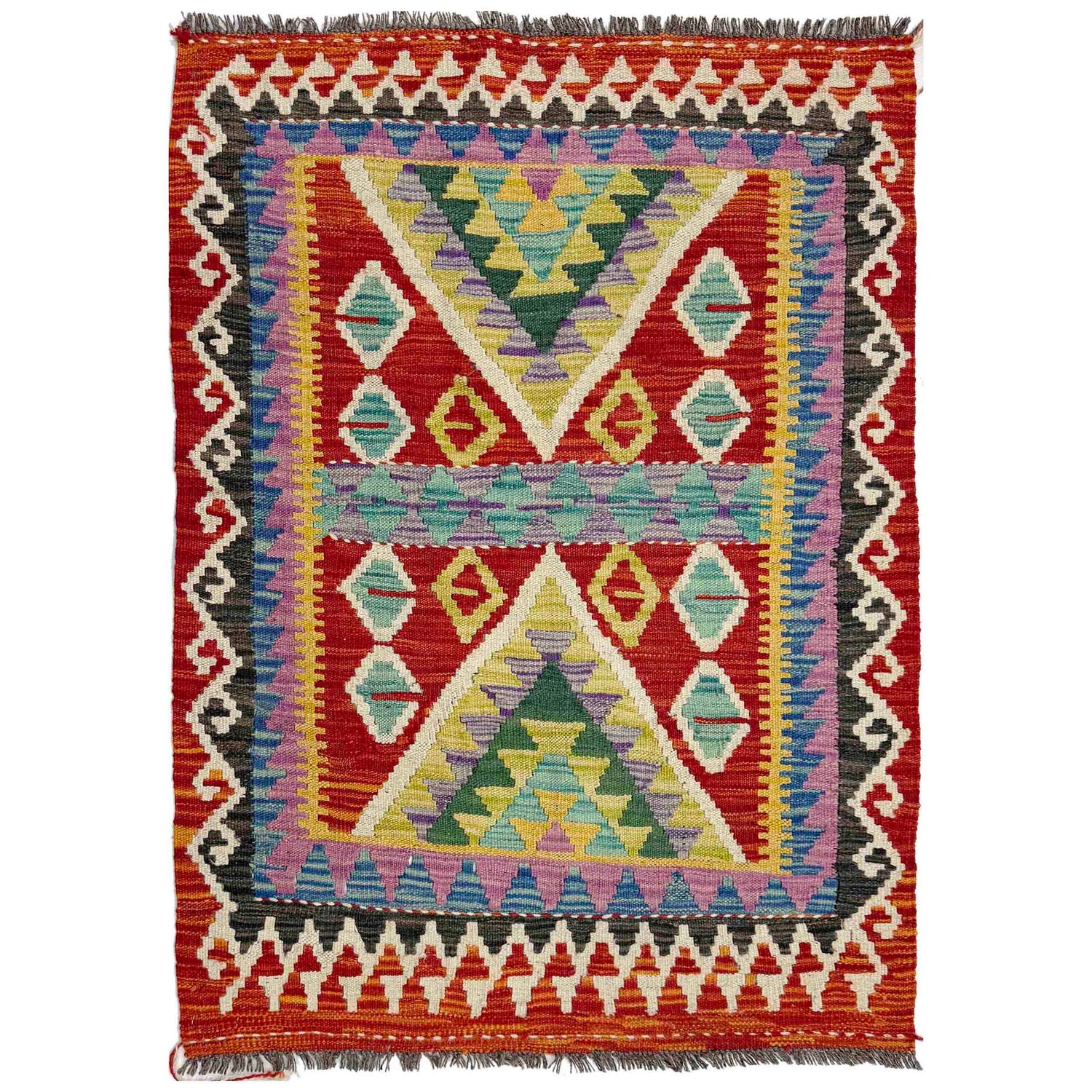 Handmade Vegetable Kelim 2' 9" x 3' 11" (ft) - No. Y39386