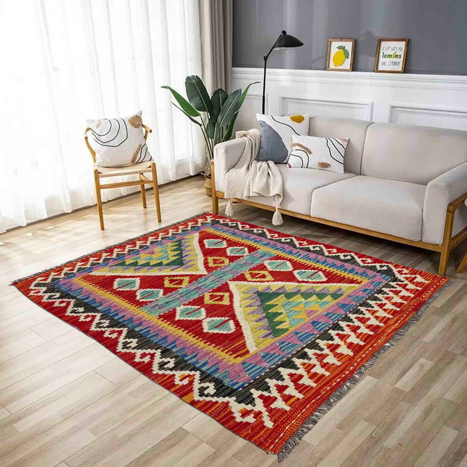 Handmade Vegetable Kelim 2' 9" x 3' 11" (ft) - No. Y39386