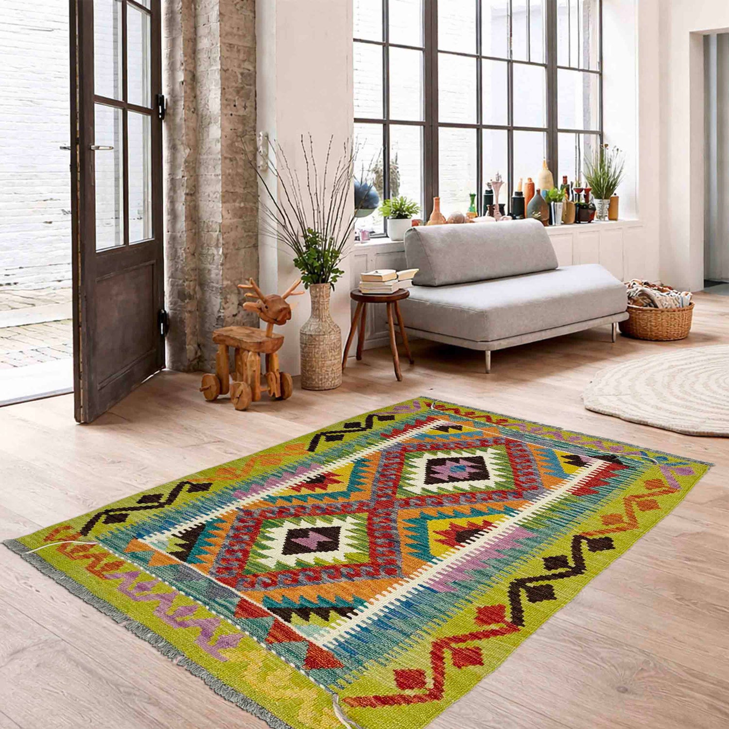 Handmade Vegetable Kilim 2' 11" x 4' 4" (ft) - No. Y39387