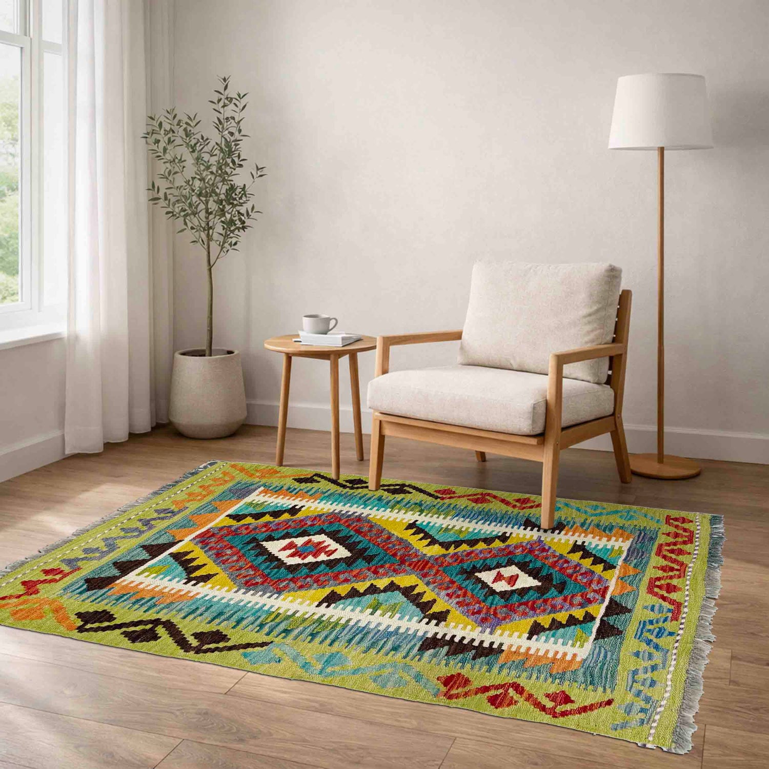 Handmade Vegetable Kelim 2' 9" x 3' 9" (ft) - No. Y39388
