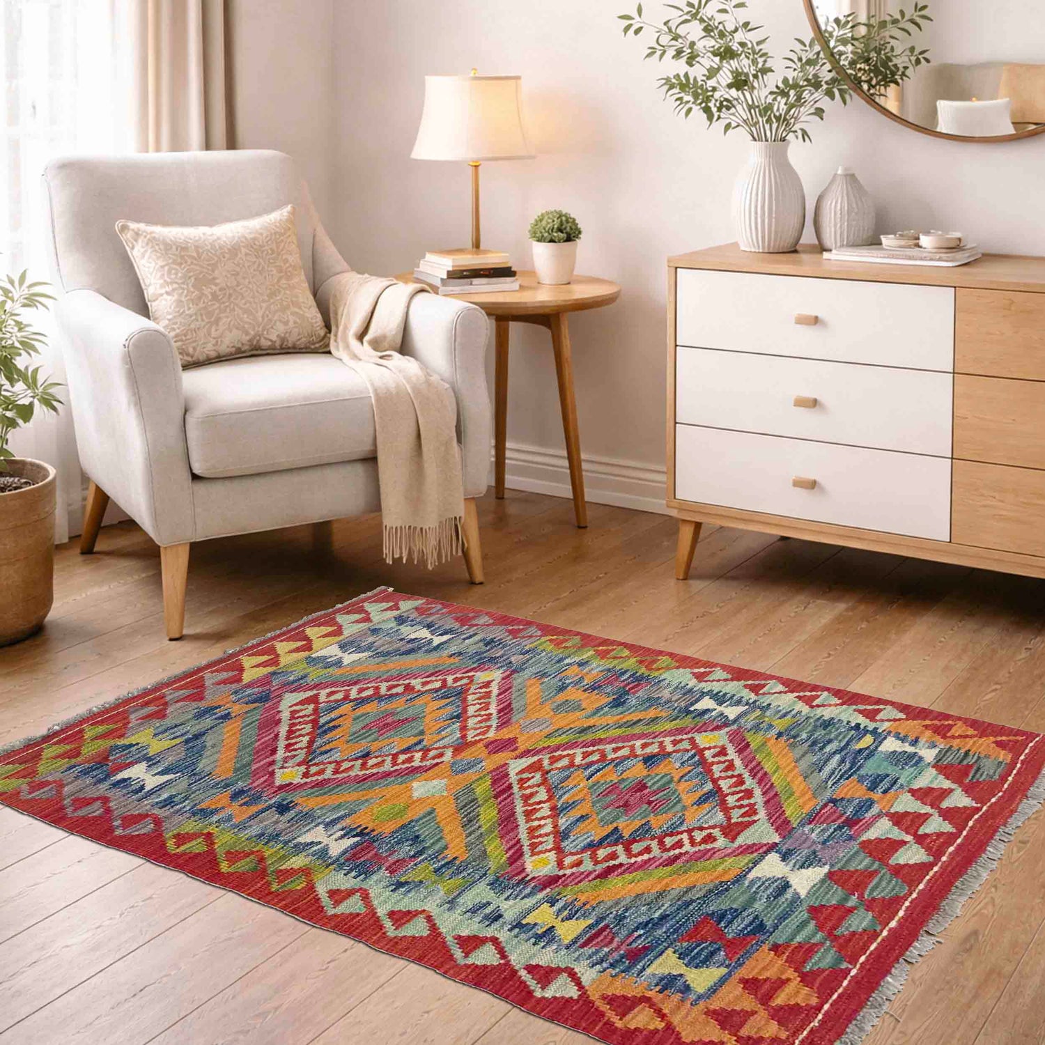 Handmade Vegetable Kilim 2' 9" x 4' 0" (ft) - No. Y39389