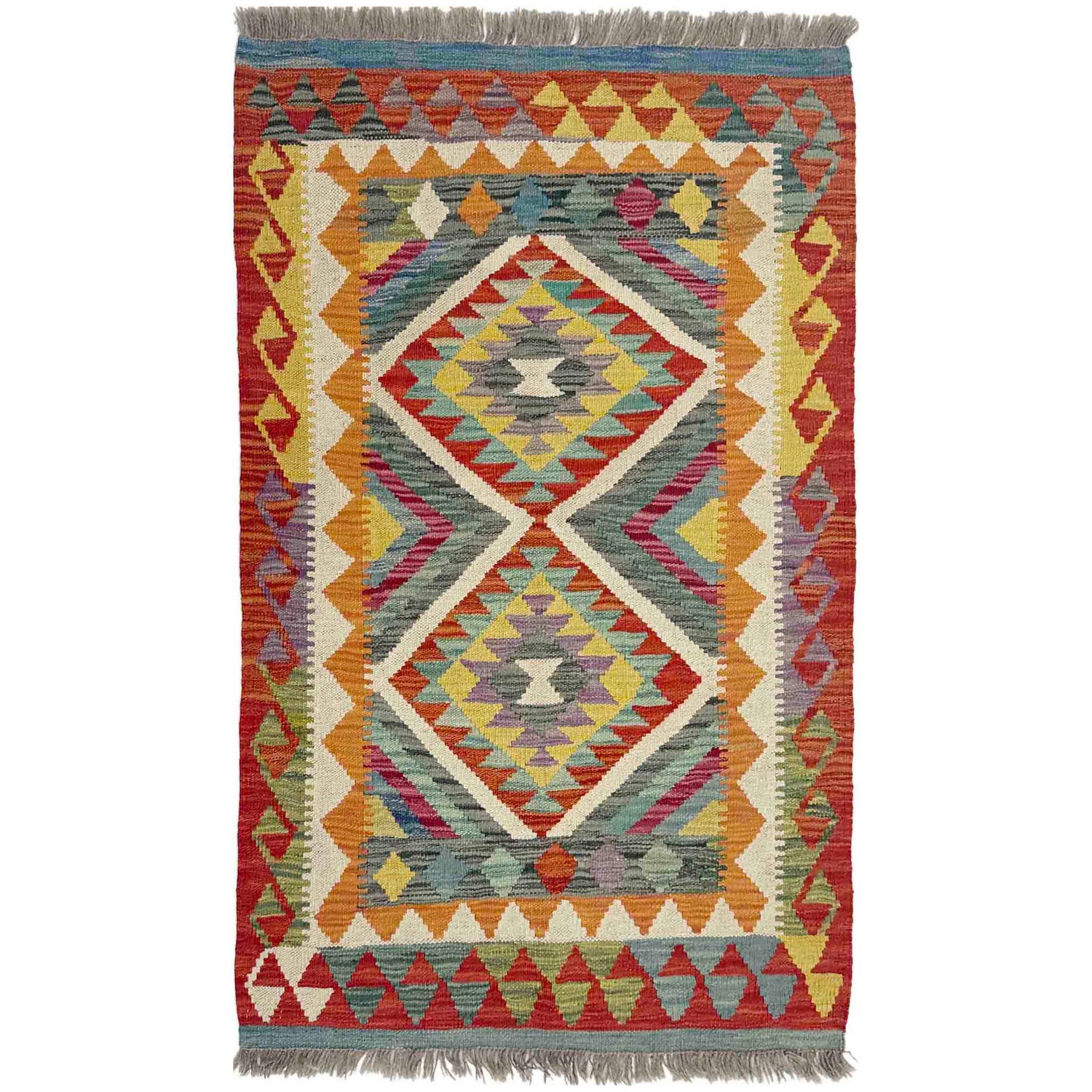 Handmade Vegetable Kelim 2' 9" x 4' 1" (ft) - No. Y39390