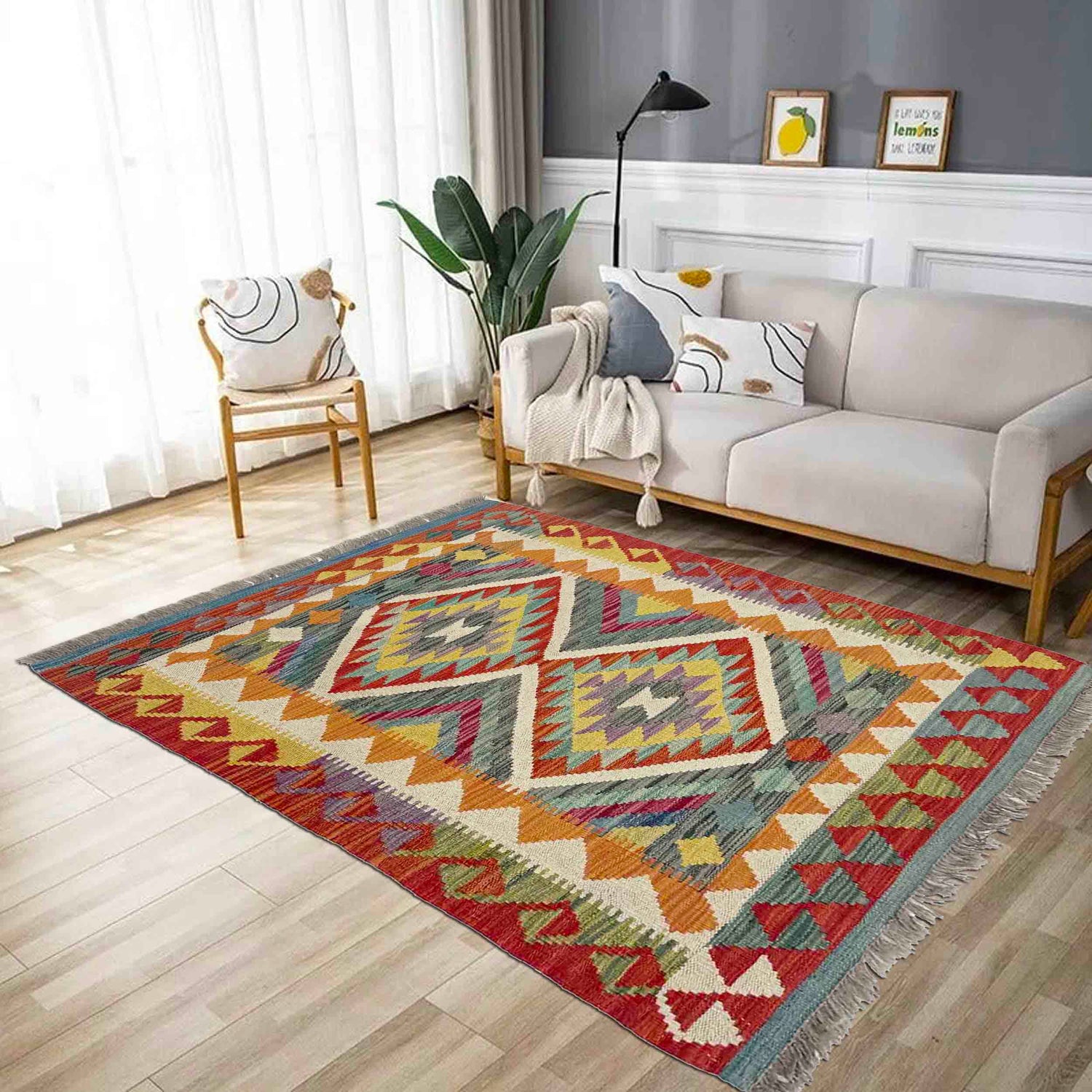 Handmade Vegetable Kelim 2' 9" x 4' 1" (ft) - No. Y39390