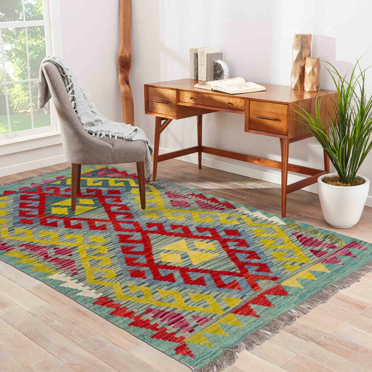 Handmade Vegetable Kilim 2' 9" x 3' 11" (ft) - No. Y39395