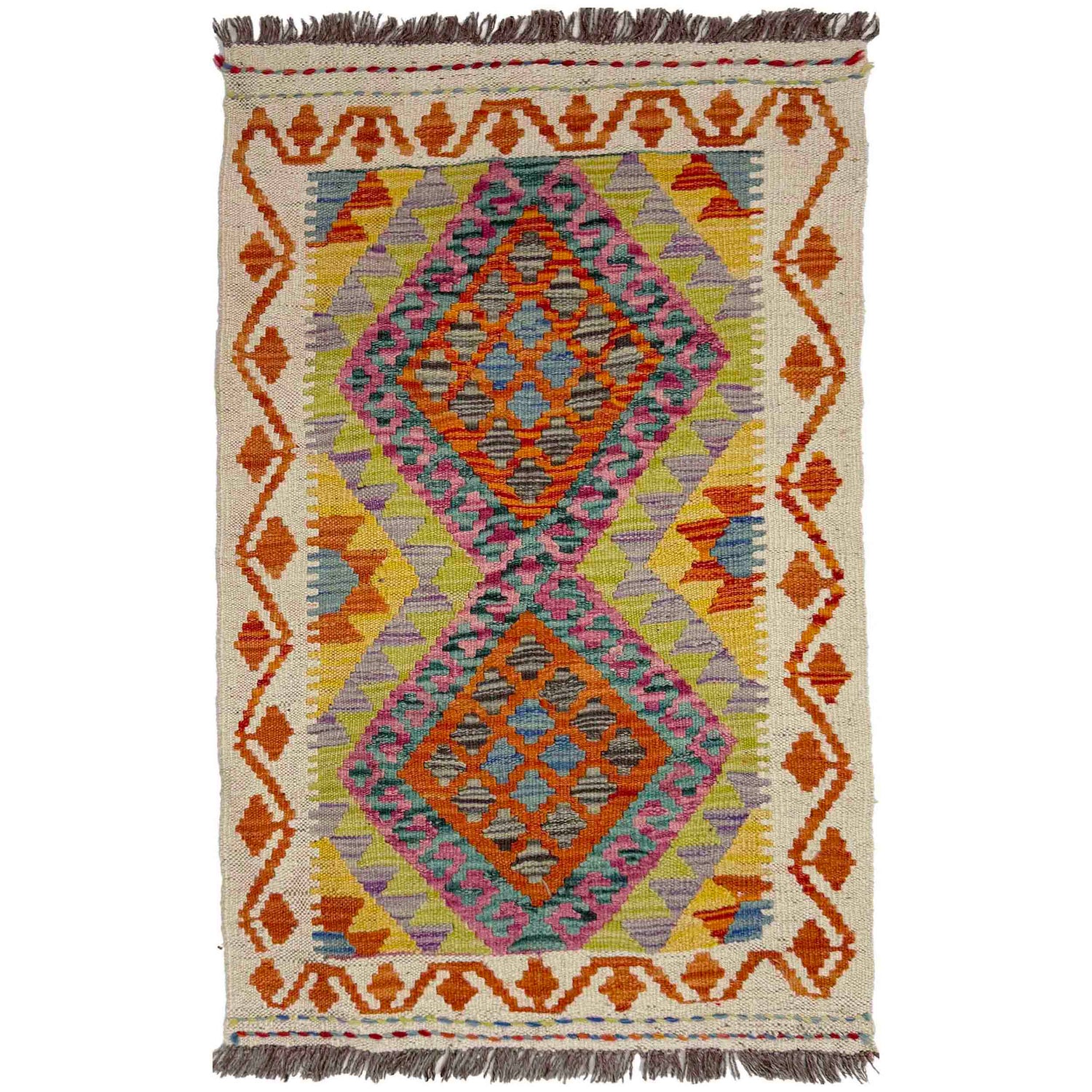 Handmade Vegetable Kilim 2' 1" x 3' 6" (ft) - No. Y39401