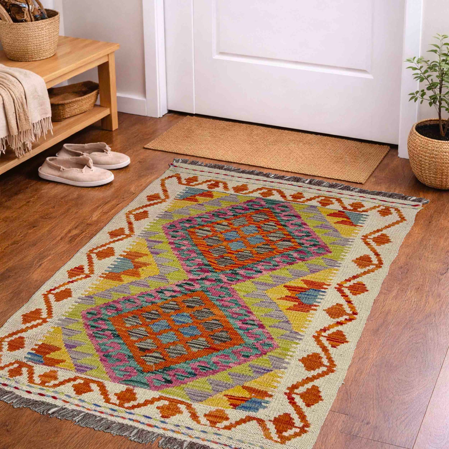 Handmade Vegetable Kilim 2' 1" x 3' 6" (ft) - No. Y39401