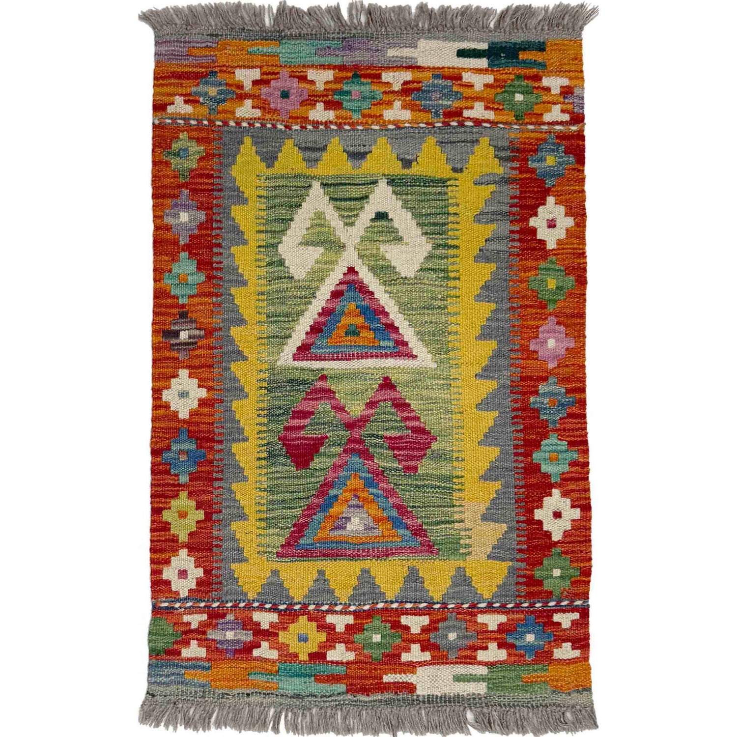 Handmade Vegetable Kilim 1' 11" x 2' 11" (ft) - No. Y39410