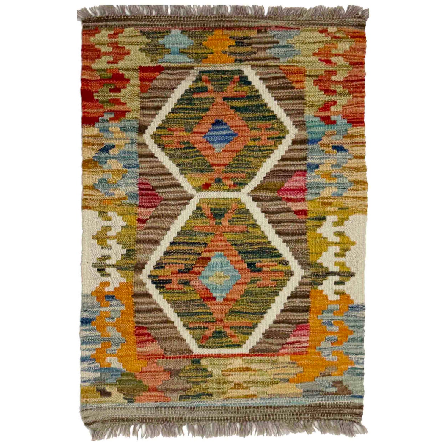 Handmade Vegetable Kilim 1' 11" x 3' 0" (ft) - No. Y39412