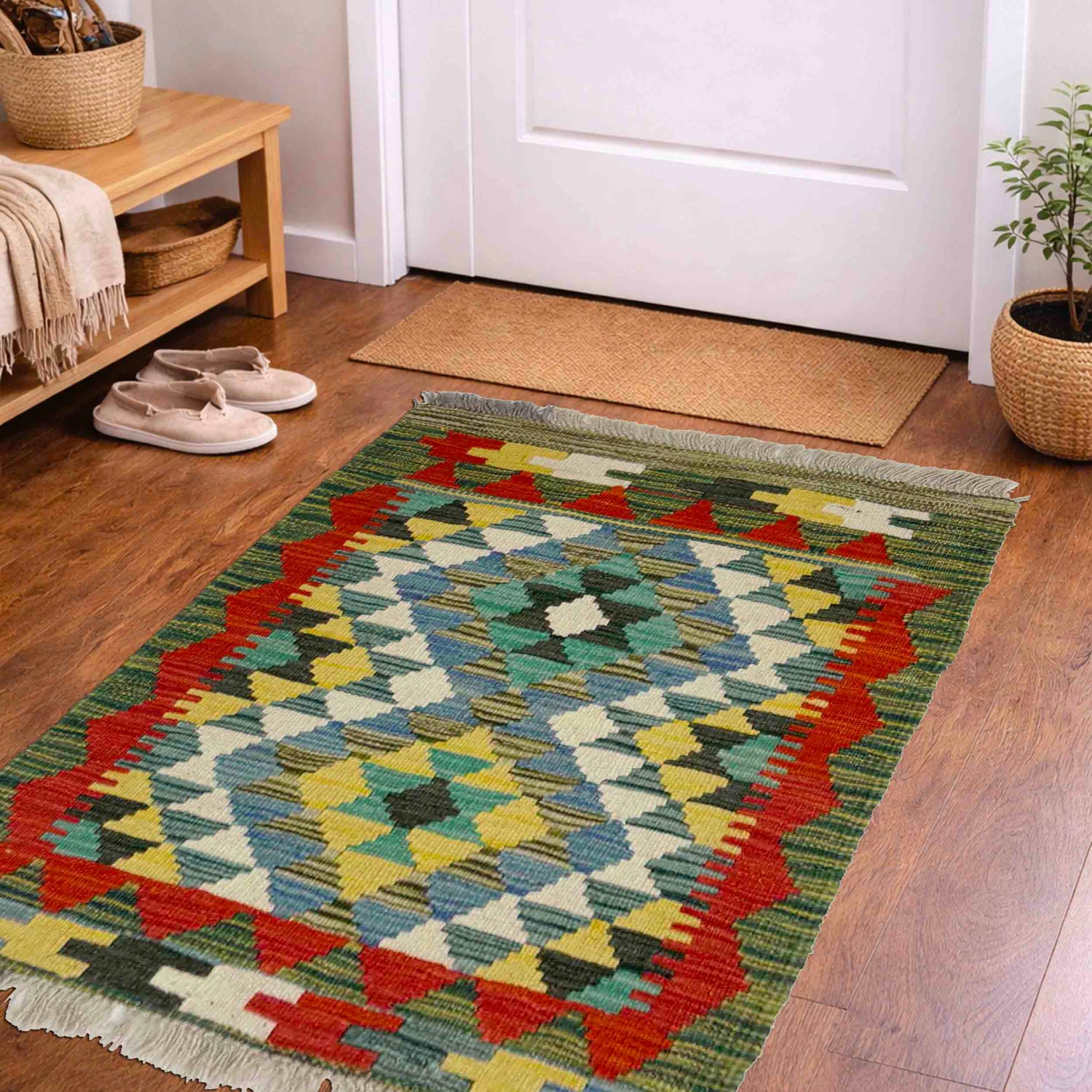 Handmade Vegetable Kelim 1' 11" x 2' 9" (ft) - No. Y39413