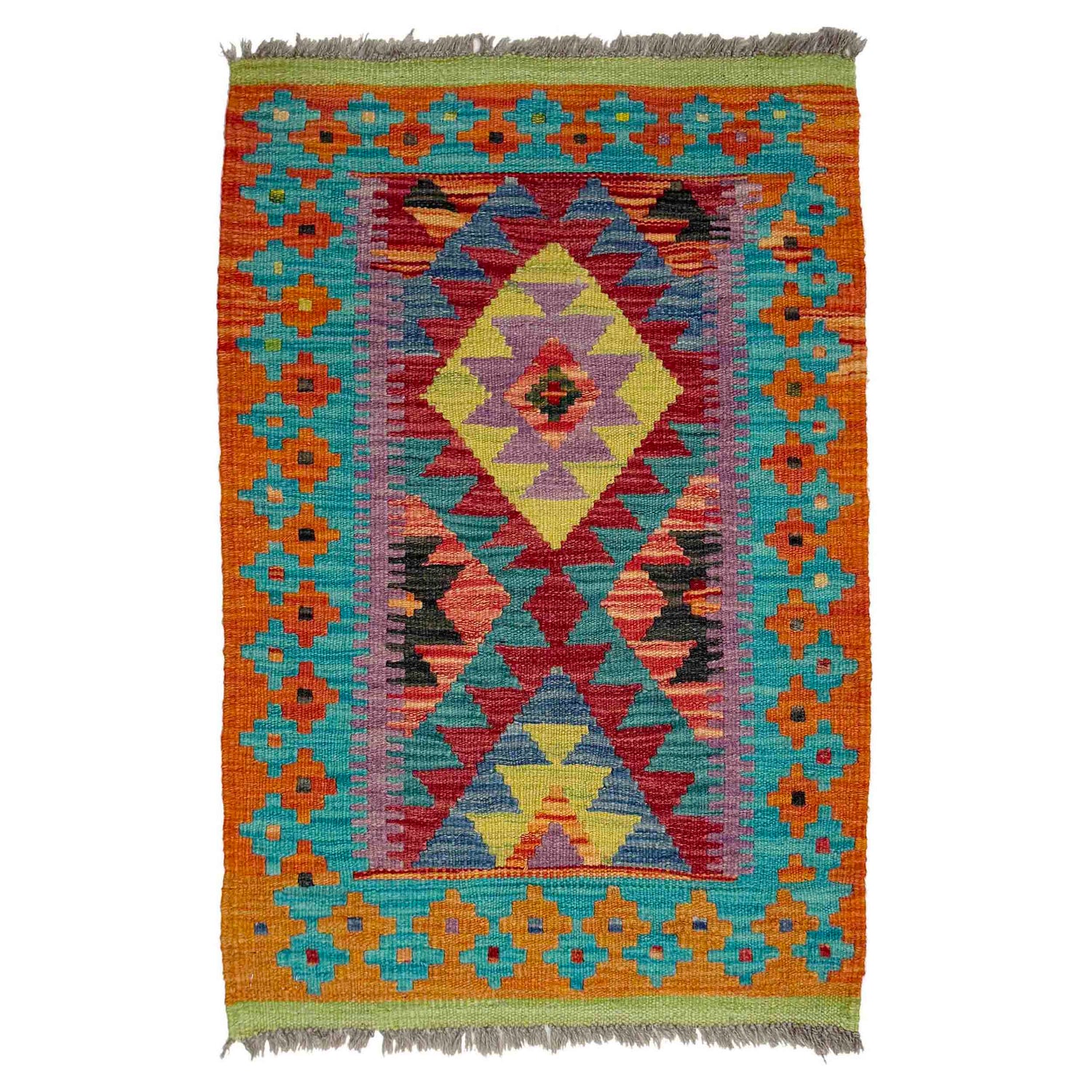 Handmade Vegetable Kelim 1' 11" x 2' 11" (ft) - No. Y39424