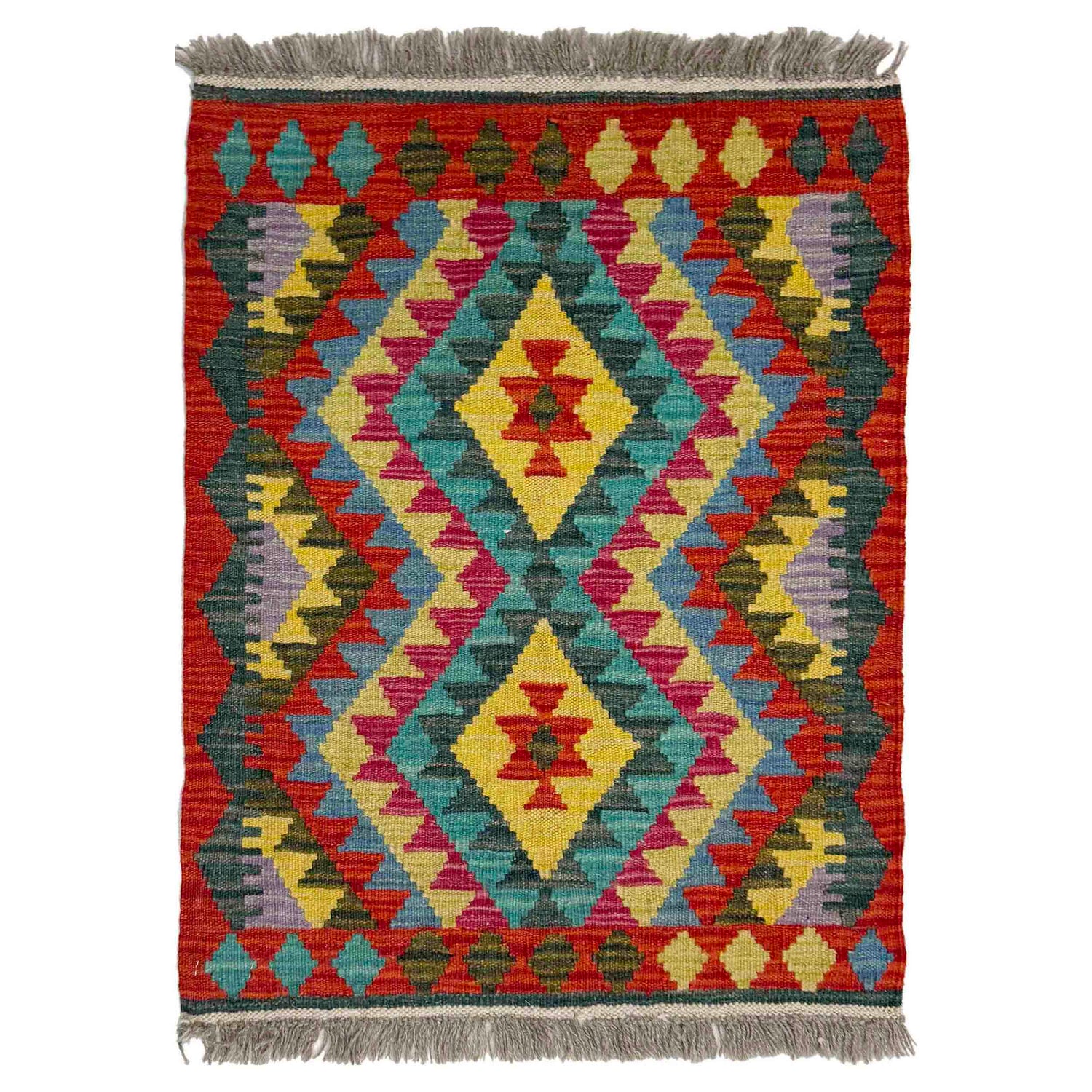 Handmade Vegetable Kelim 1' 11" x 2' 7" (ft) - No. Y39427
