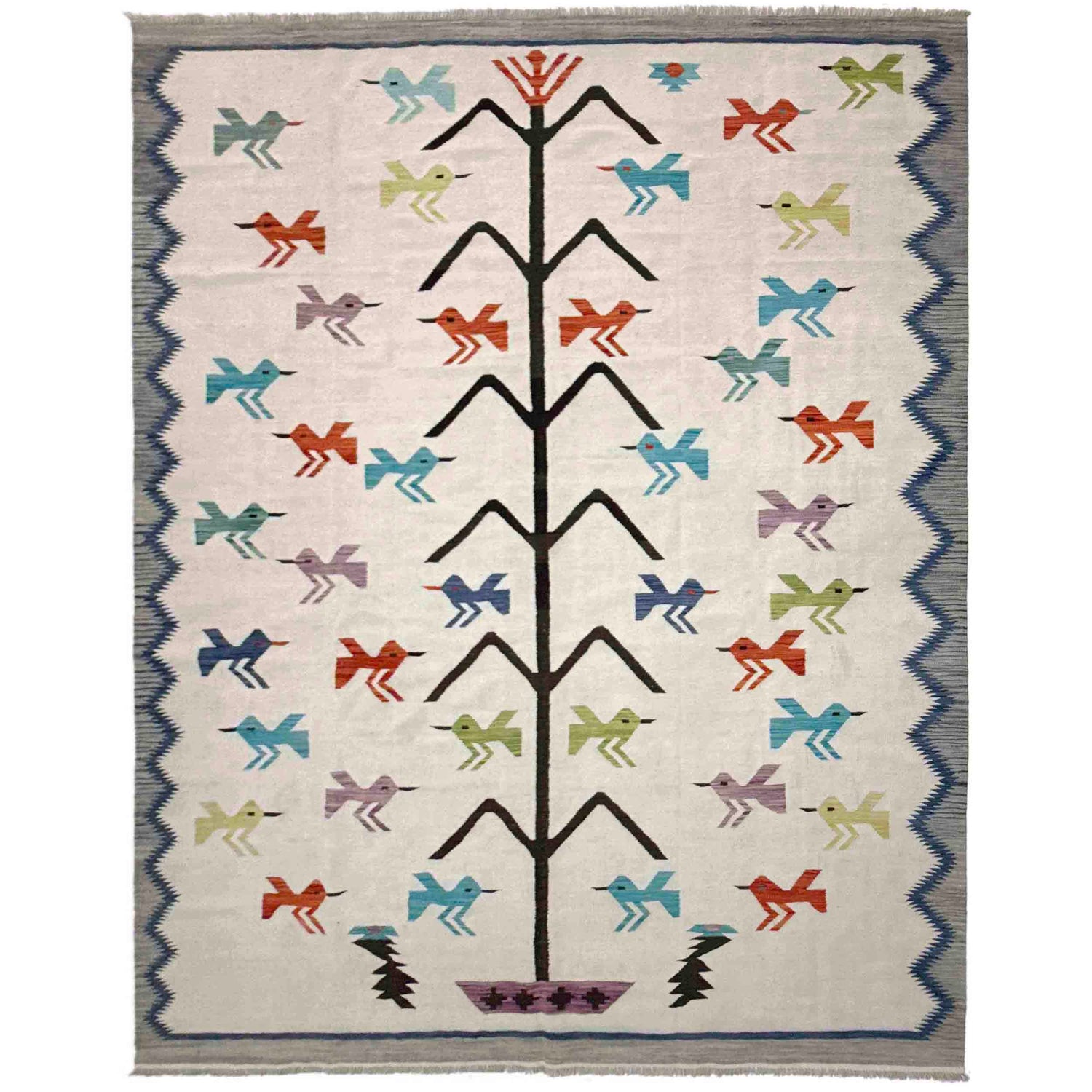 Hand Knotted Embroidery Kilim 8' 9" x 12' 0" (ft) - No. Y39433