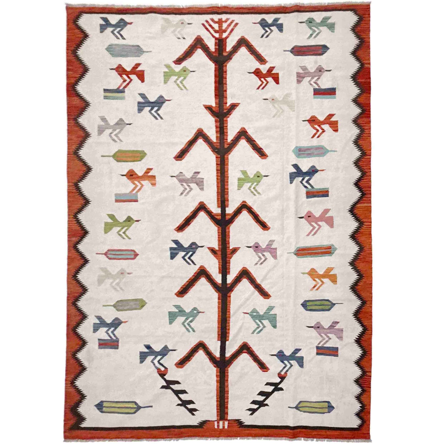Hand Knotted Embroidery Kilim 8' 8" x 12' 2" (ft) - No. Y39434