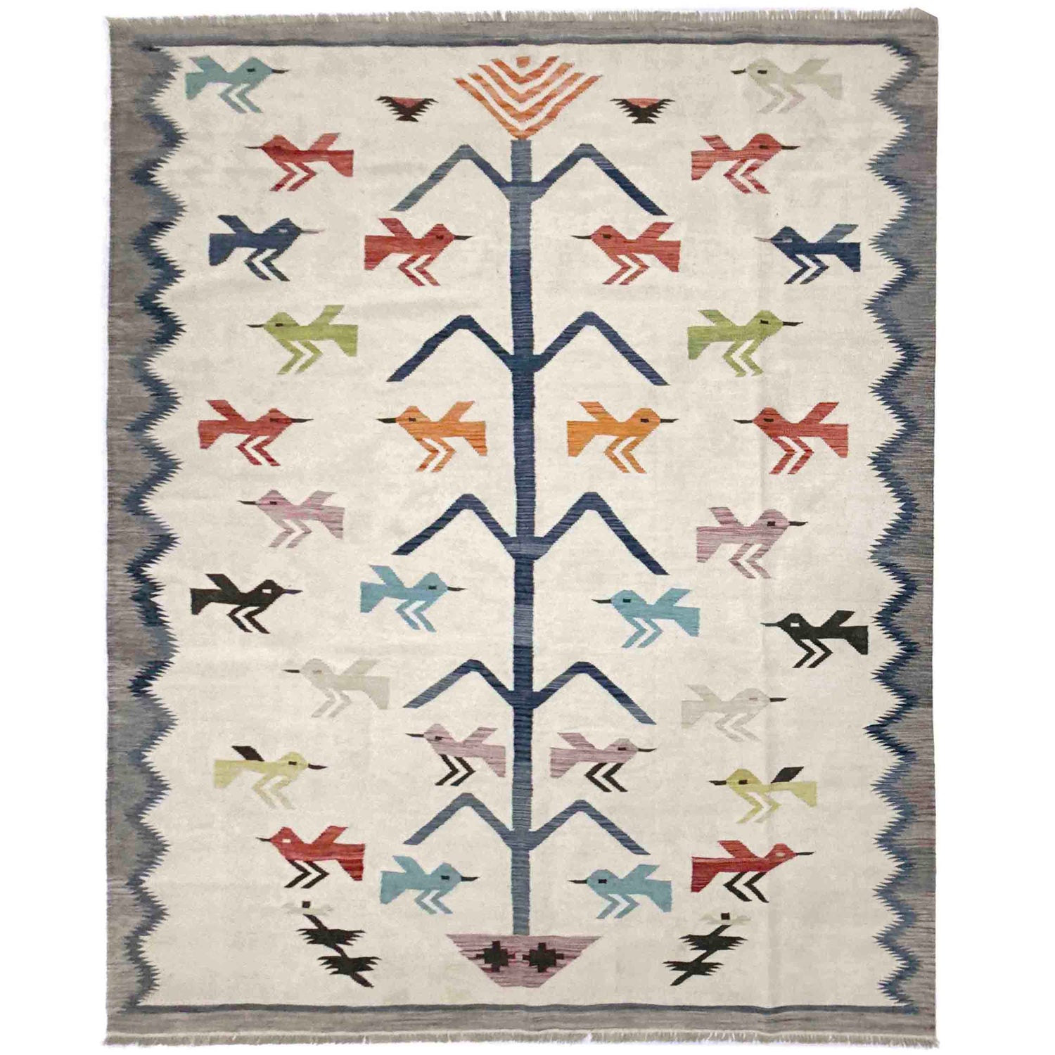 Hand Knotted Embroidery Kelim 8' 8" x 11' 10" (ft) - No. Y39435