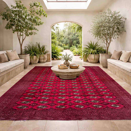 Red Color Bokhara Carpet 10' 0" x 11' 11" (ft) - No. Y39436