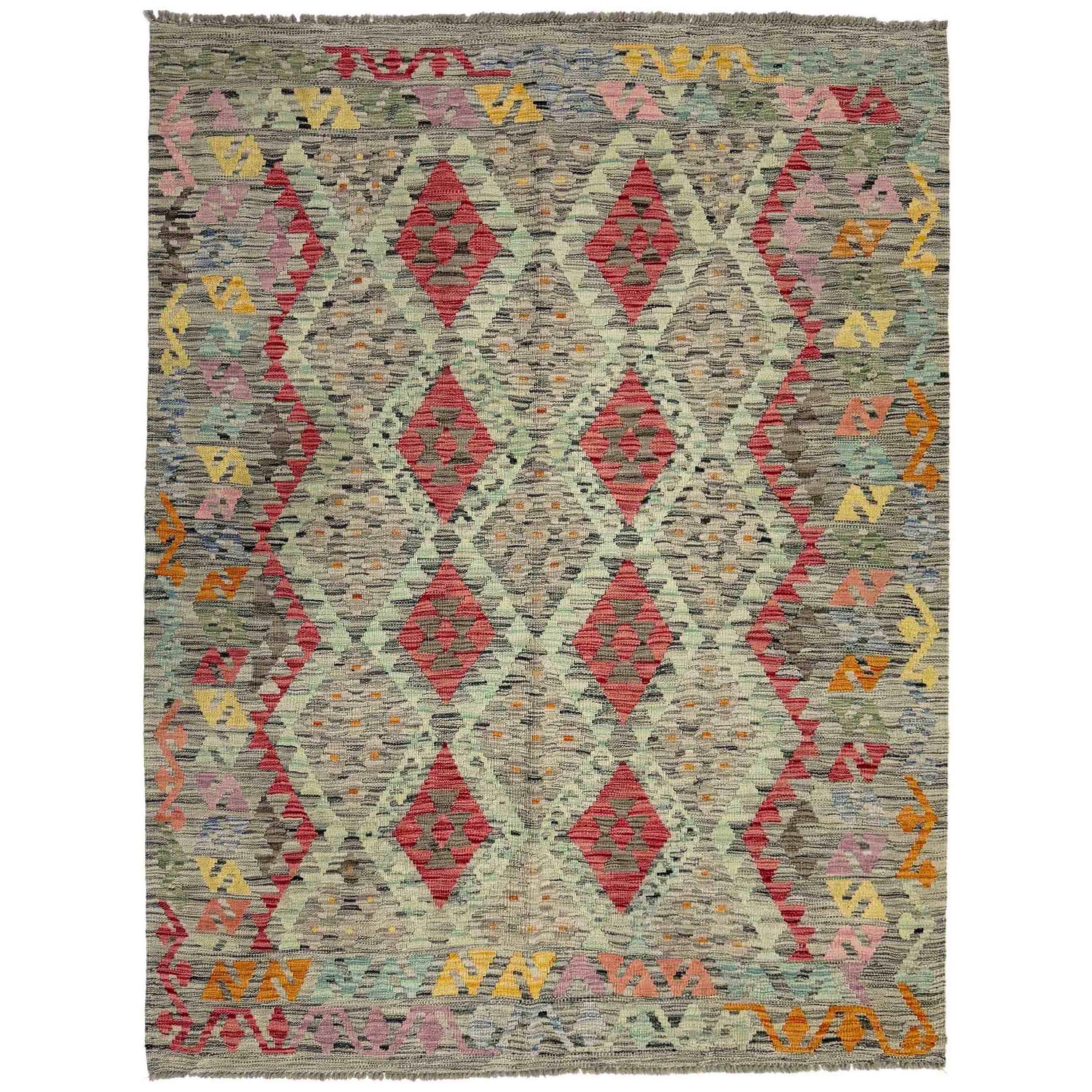 Handmade Vegetable Kilim 5' 1" x 6' 6" (ft) - No. Y39444