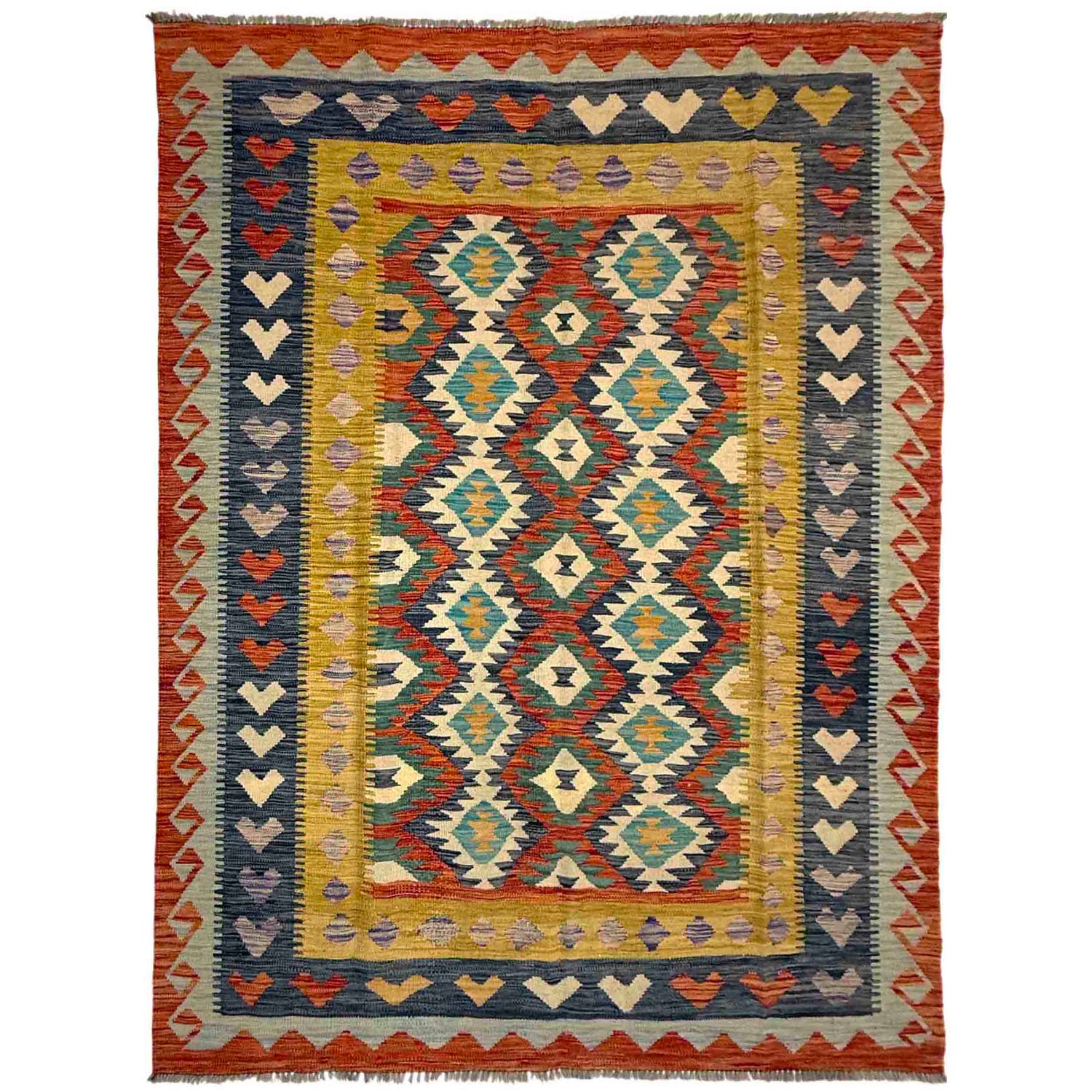 Handmade Vegetable Kilim 5' 10" x 8' 2" (ft) - No. Y39460