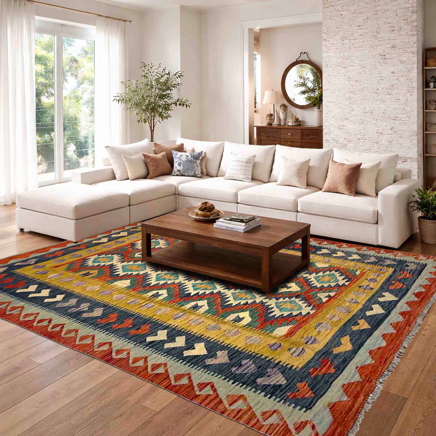 Handmade Vegetable Kilim 5' 10" x 8' 2" (ft) - No. Y39460