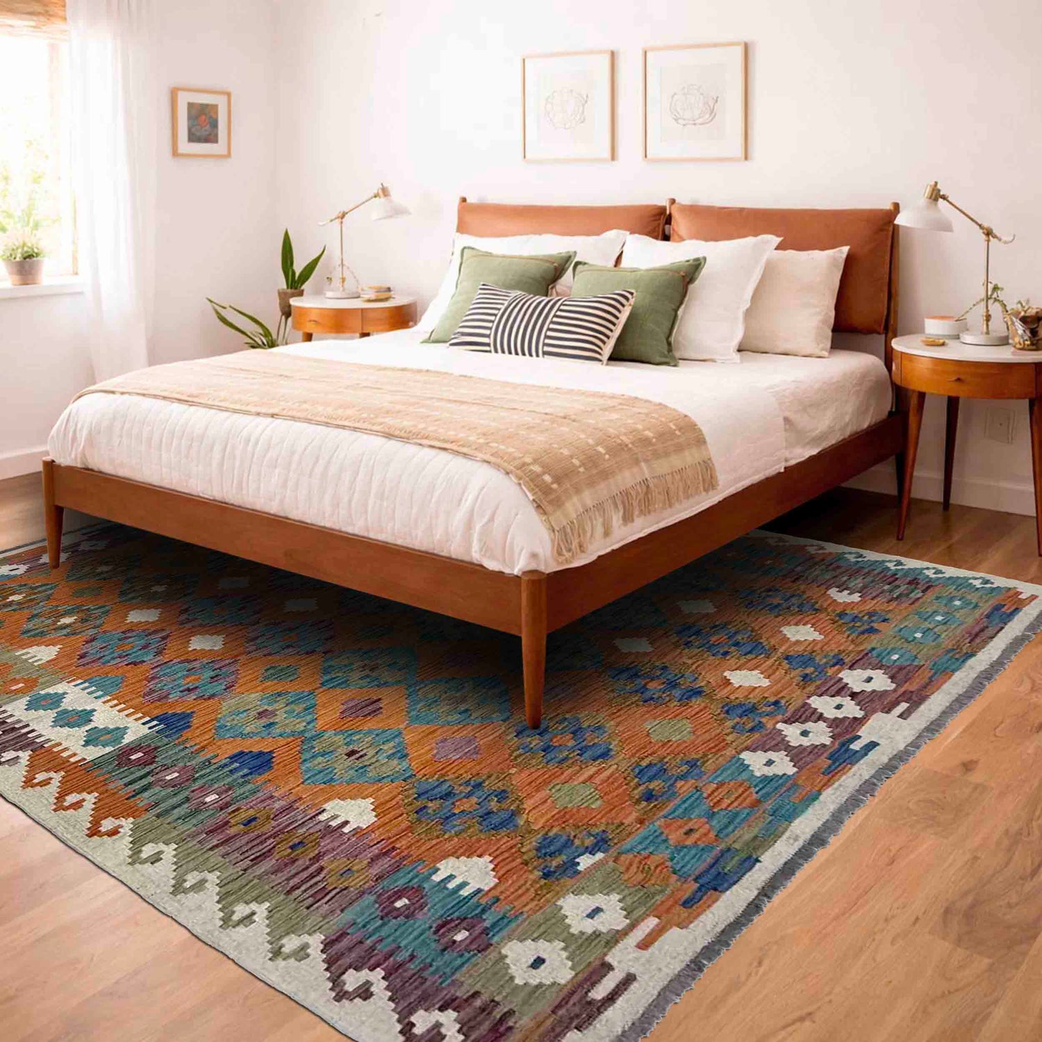 Handmade Vegetable Kelim 5' 11" x 7' 7" (ft) - No. Y39461
