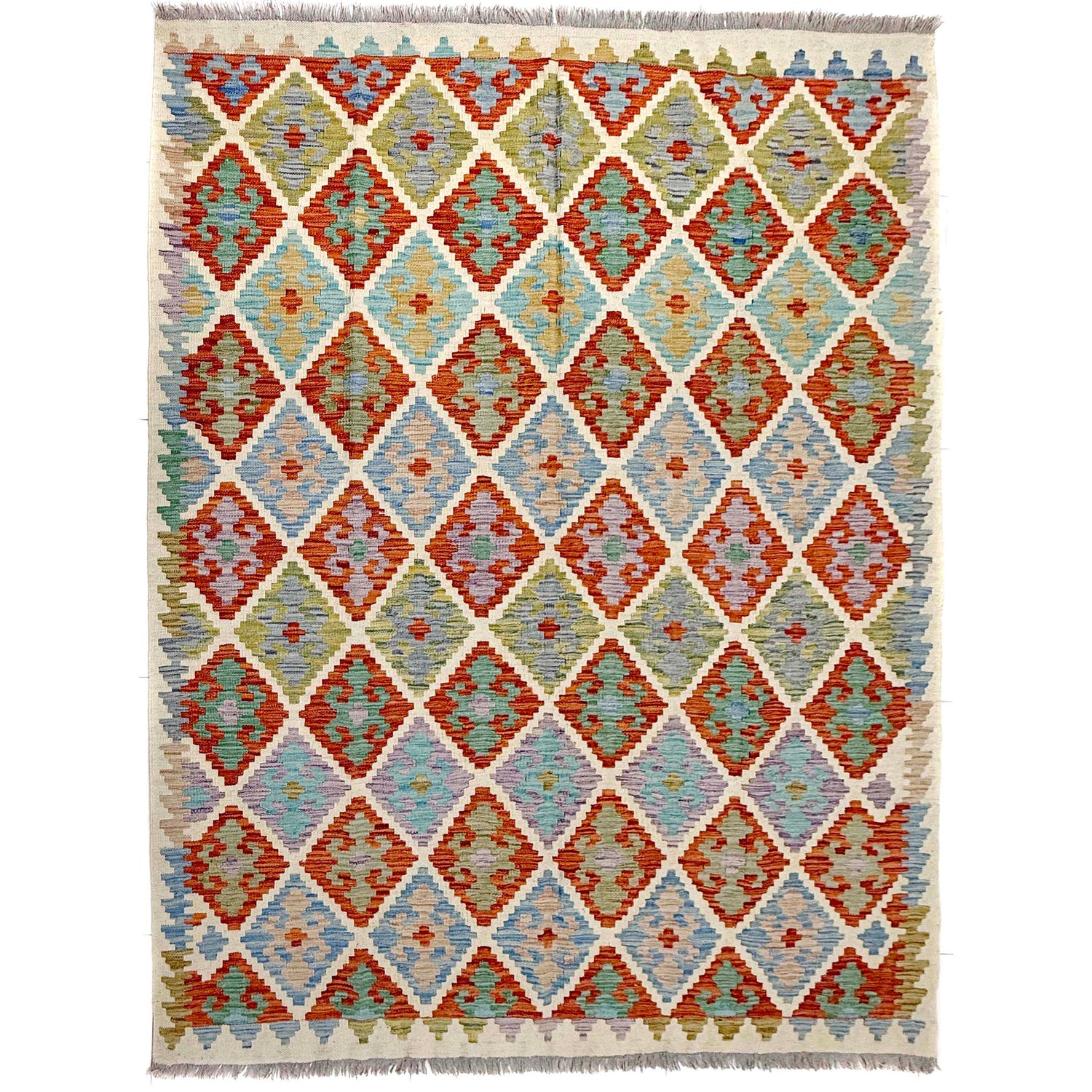 Handmade Vegetable Kilim 6' 1" x 7' 11" (ft) - No. Y39463