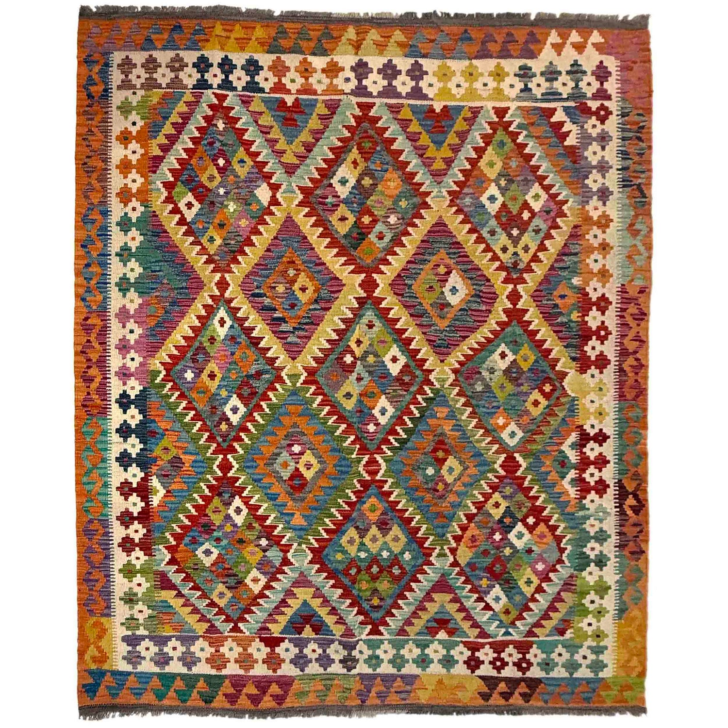 Handmade Vegetable Kelim 6' 1" x 7' 11" (ft) - No. Y39466