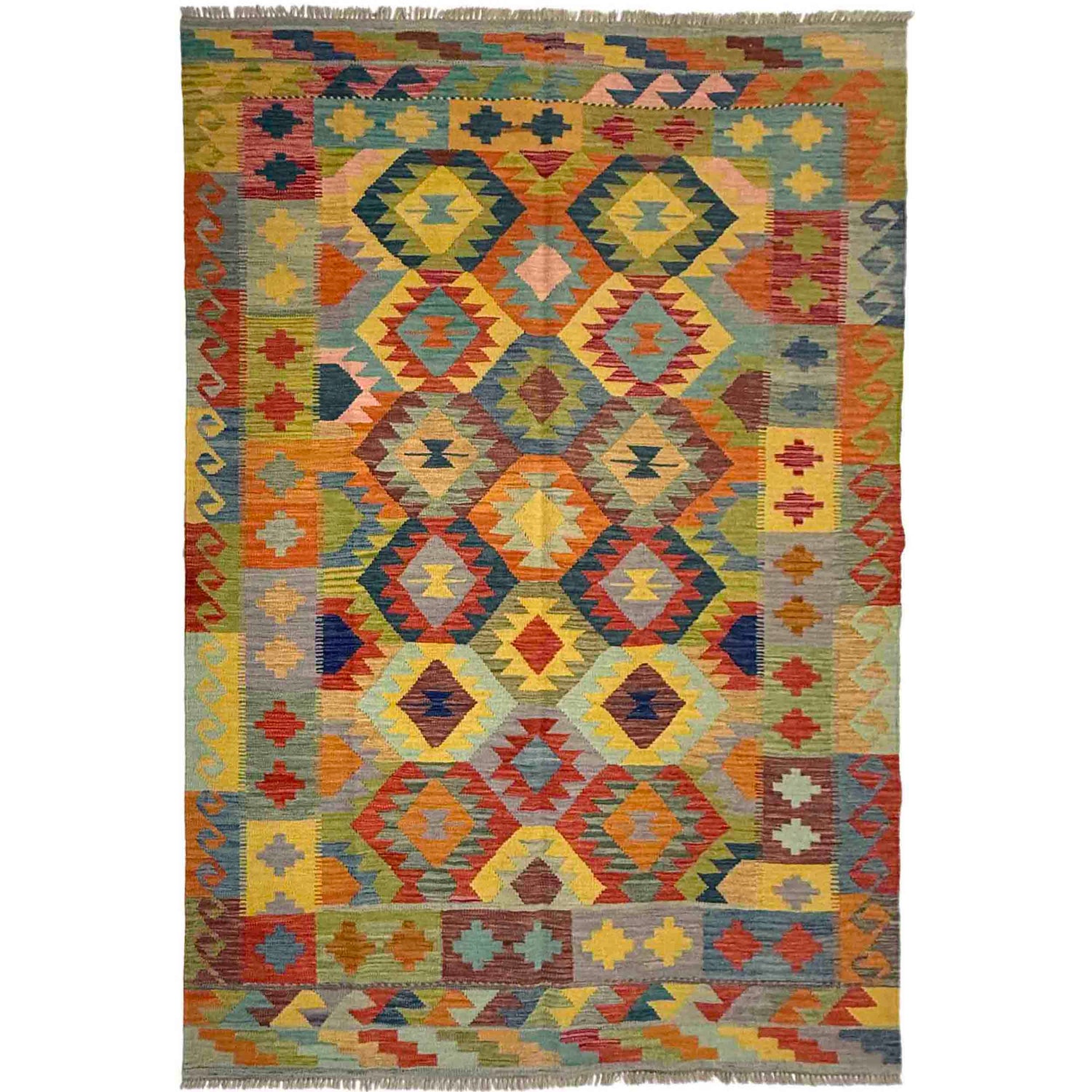 Handmade Vegetable Kilim 5' 7" x 8' 2" (ft) - No. Y39467