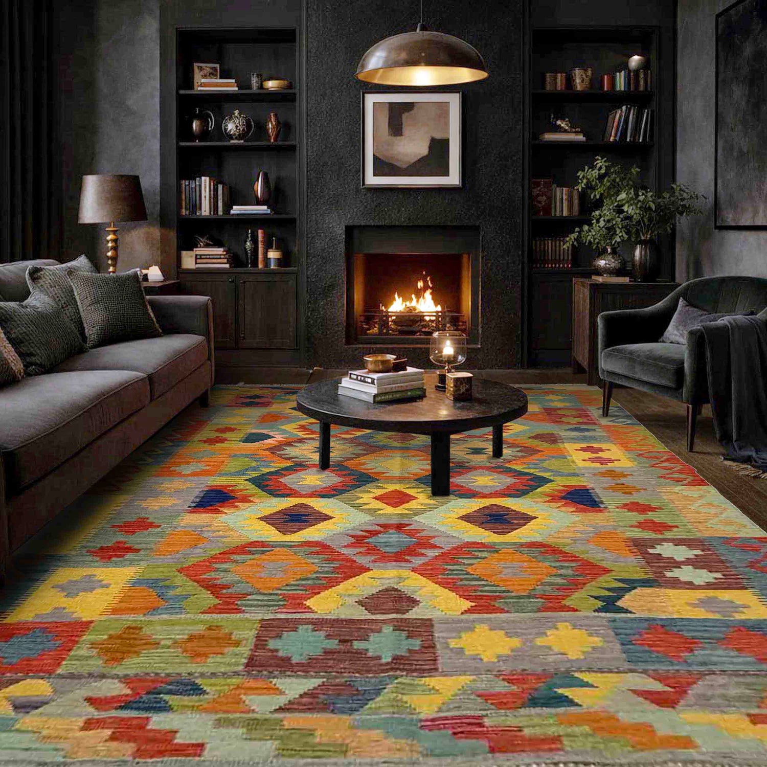 Handmade Vegetable Kilim 5' 7" x 8' 2" (ft) - No. Y39467