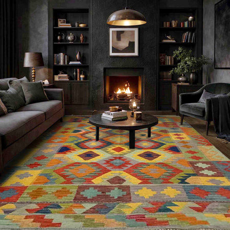 Handmade Vegetable Kilim 5' 7" x 8' 2" (ft) - No. Y39467
