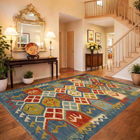 Handmade Vegetable Kilim 5' 7" x 8' 0" (ft) - No. Y39472