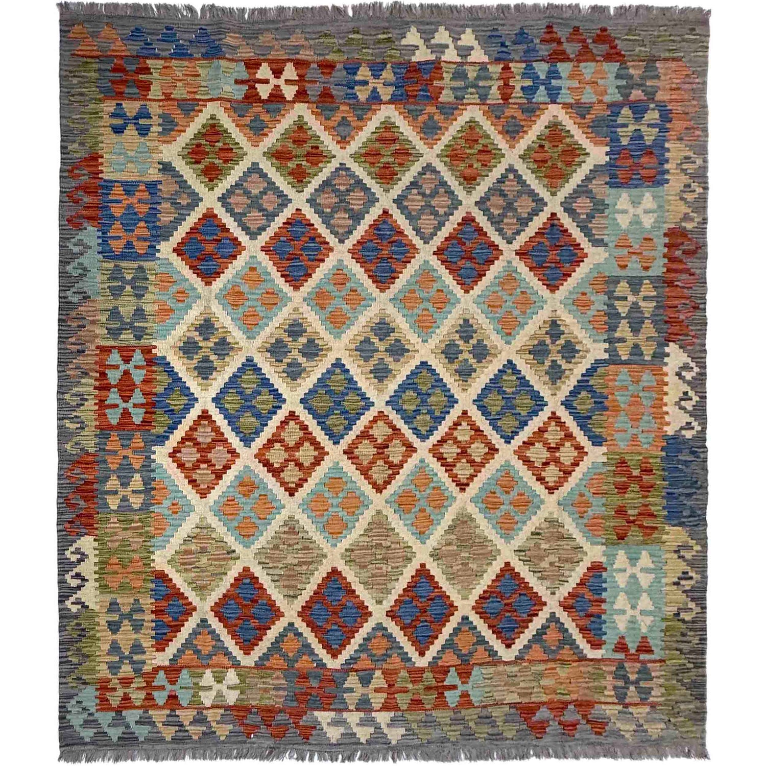 Handmade Vegetable Kelim 6' 3" x 7' 7" (ft) - No. Y39474