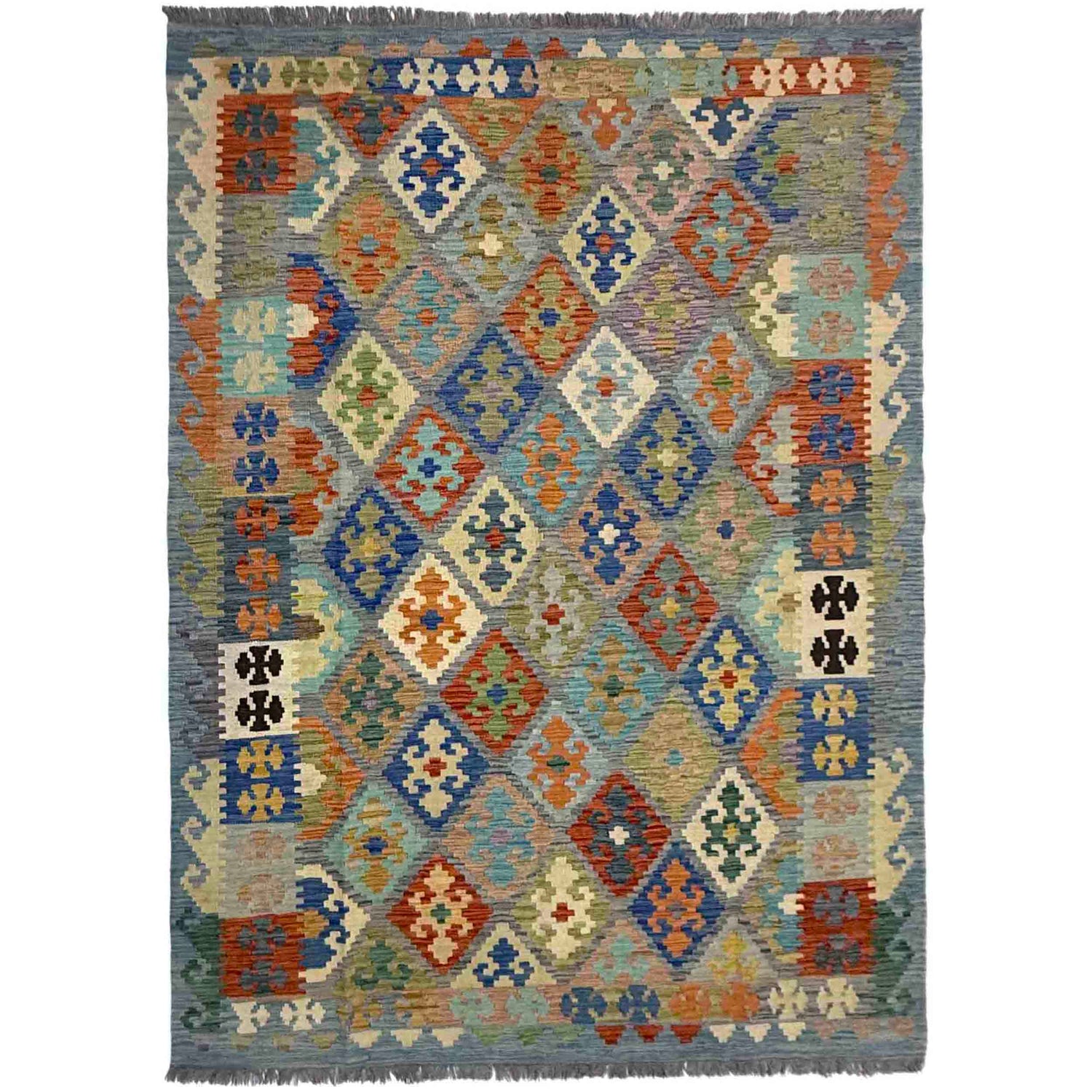 Handmade Vegetable Kelim 5' 8" x 8' 5" (ft) - No. Y39476