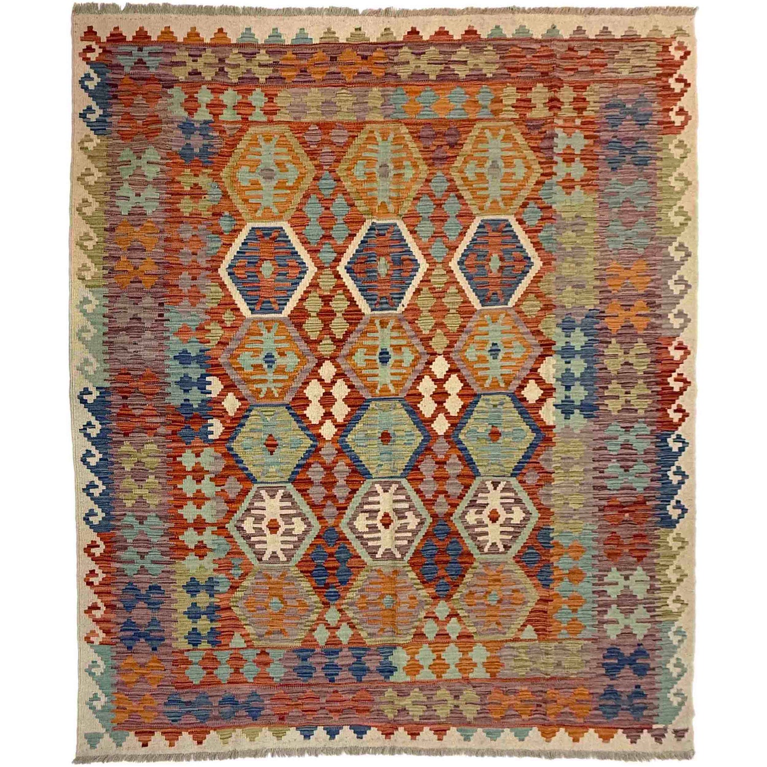 Handmade Vegetable Kelim 5' 9" x 8' 2" (ft) - No. Y39478