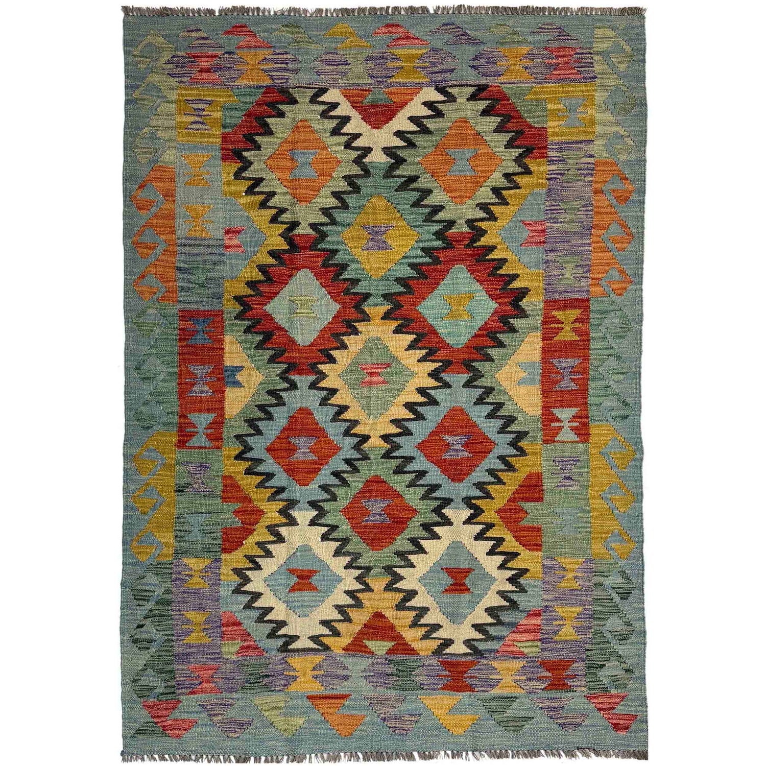 Handmade Vegetable Kelim 4' 4" x 6' 8" (ft) - No. Y39483