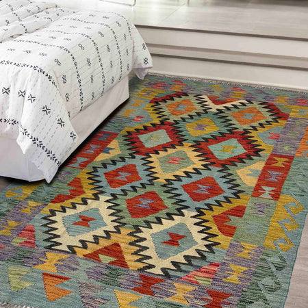 Handmade Vegetable Kelim 4' 4" x 6' 8" (ft) - No. Y39483