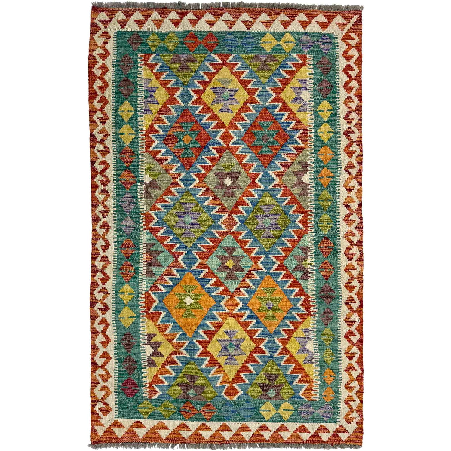 Handmade Vegetable Kilim 4' 1" x 6' 5" (ft) - No. Y39484