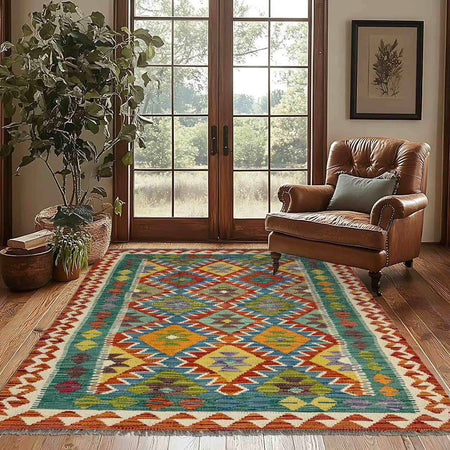 Handmade Vegetable Kilim 4' 1" x 6' 5" (ft) - No. Y39484