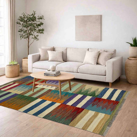 Handmade Vegetable Kelim 4' 0" x 6' 0" (ft) - No. Y39487